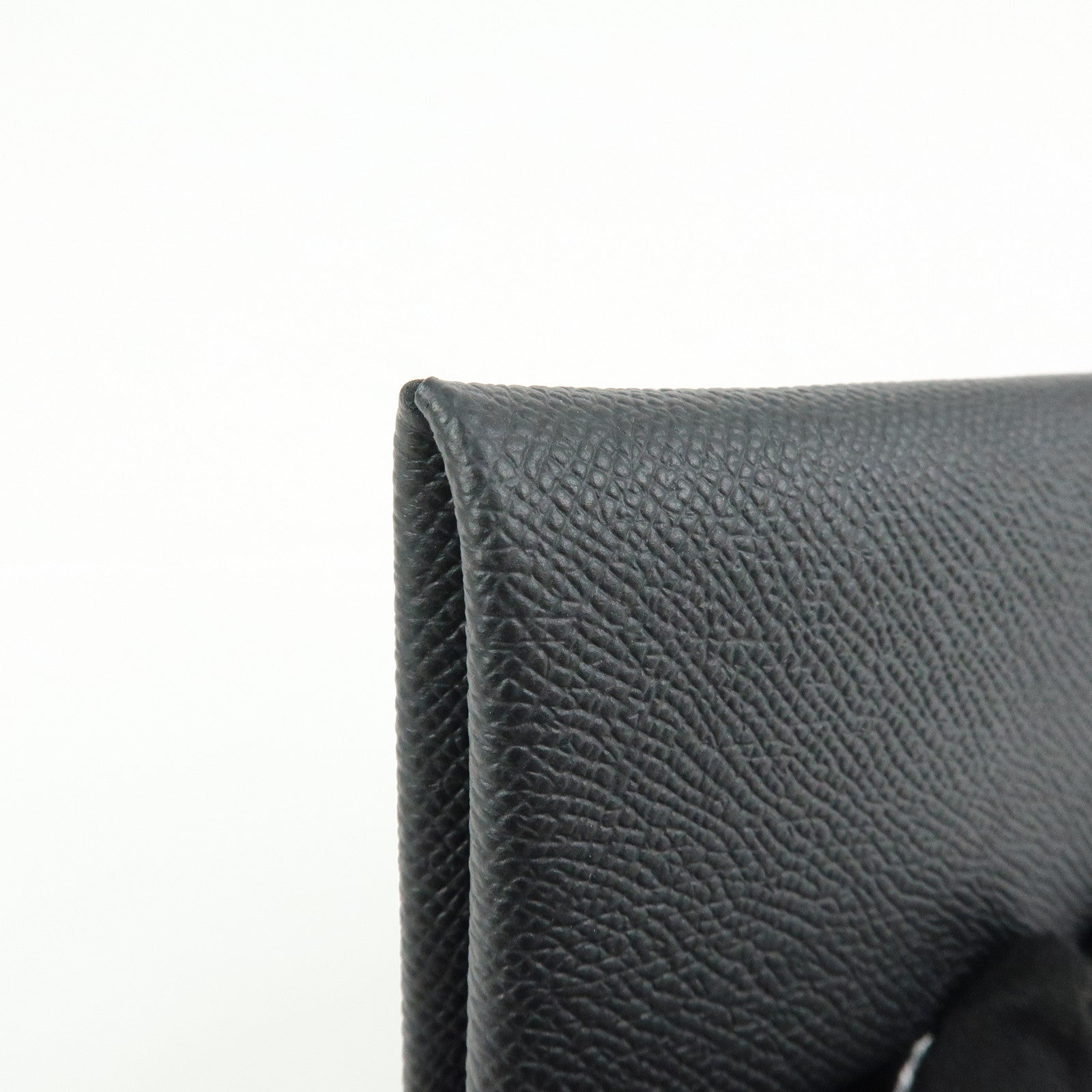 HERMES CALVI Duo Veau Epsom Card Case Card Holder W Stamped Black