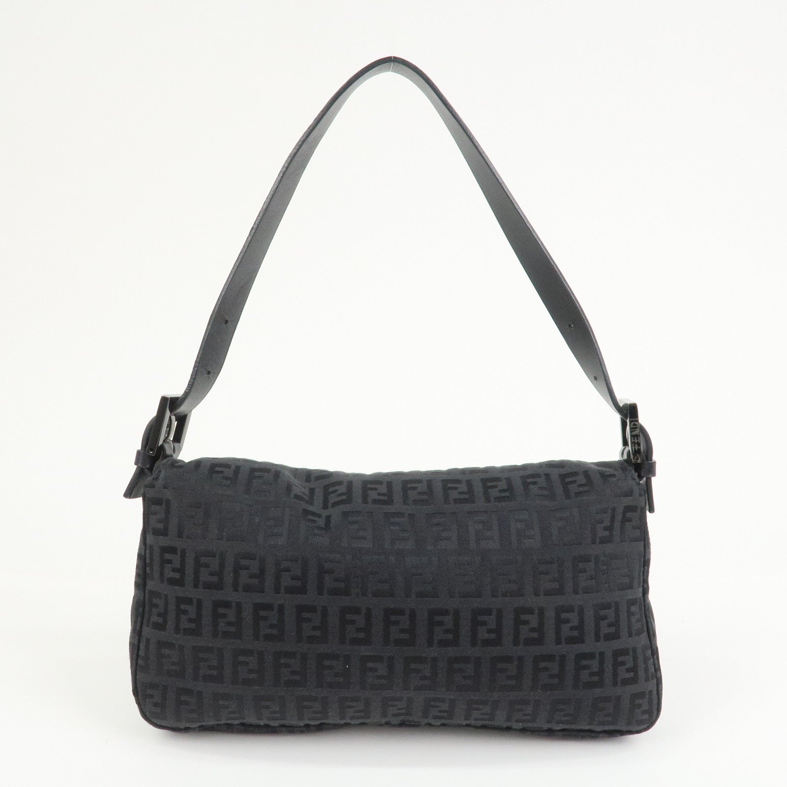FENDI Mamma Baguette Zucchino Canvas Leather Shoulder Bag 8BR000