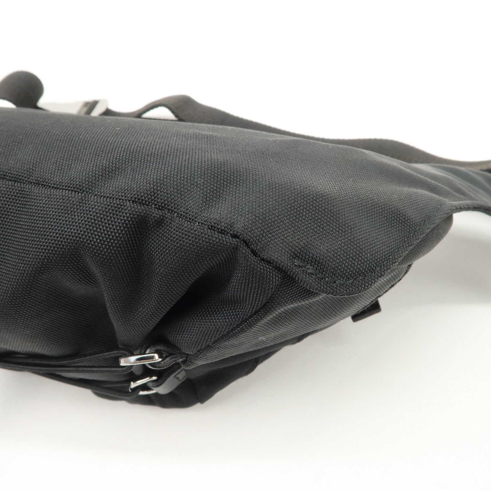 GUCCI Sherry Nylon Leather Body Bag Waist Bag Black 122350