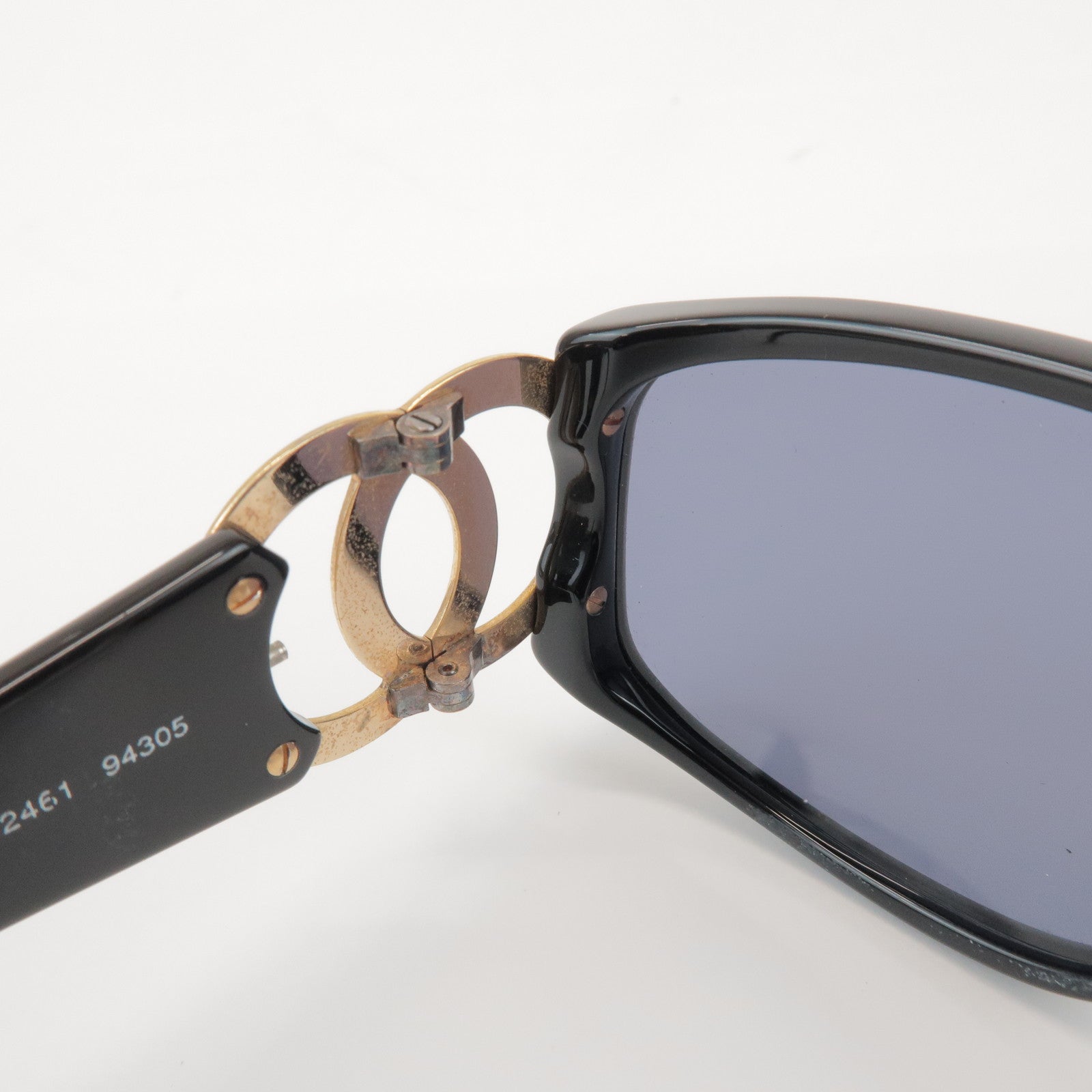 CHANEL COCO Mark Plastic Sunglasses Black Gold 02461 94305