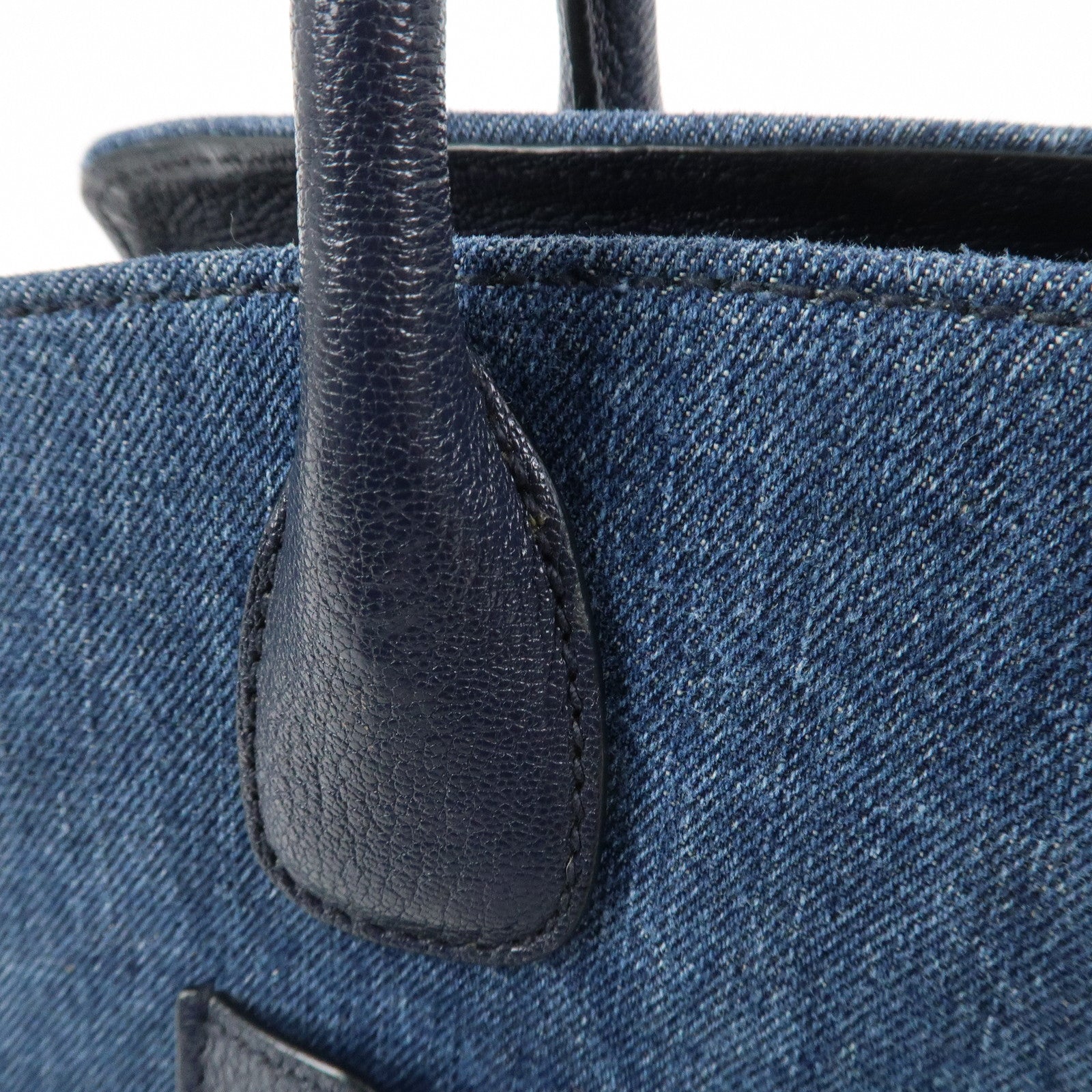 MIU MIU Madras Denim Leather 2Way Hand Bag Shoulder Bag 5BA130