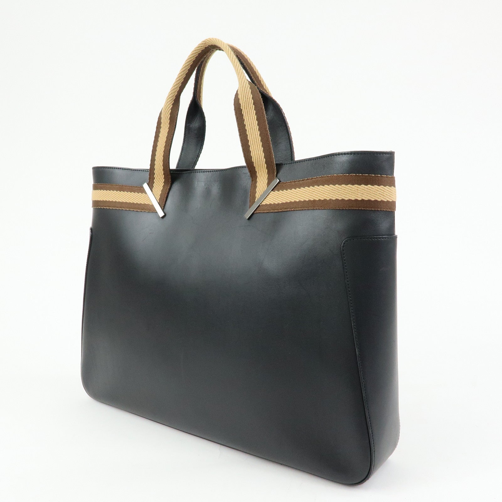 GUCCI Sherry Leather Tote Bag Hand Bag Black 002・1134
