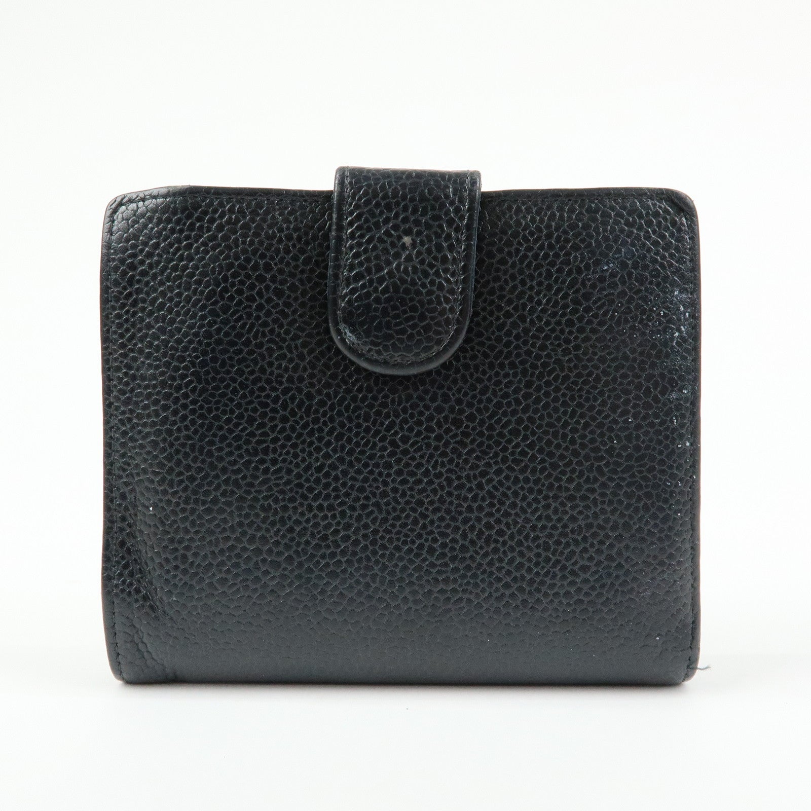 CHANEL COCO Mark Cavairskin Compact Wallet Black