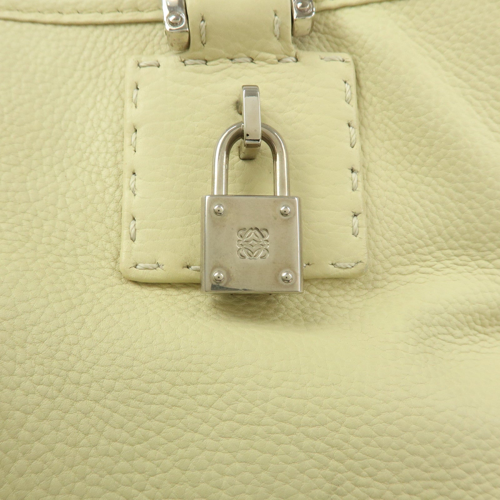 LOEWE Anagram Leather Tote Bag Hand Bag Ivory