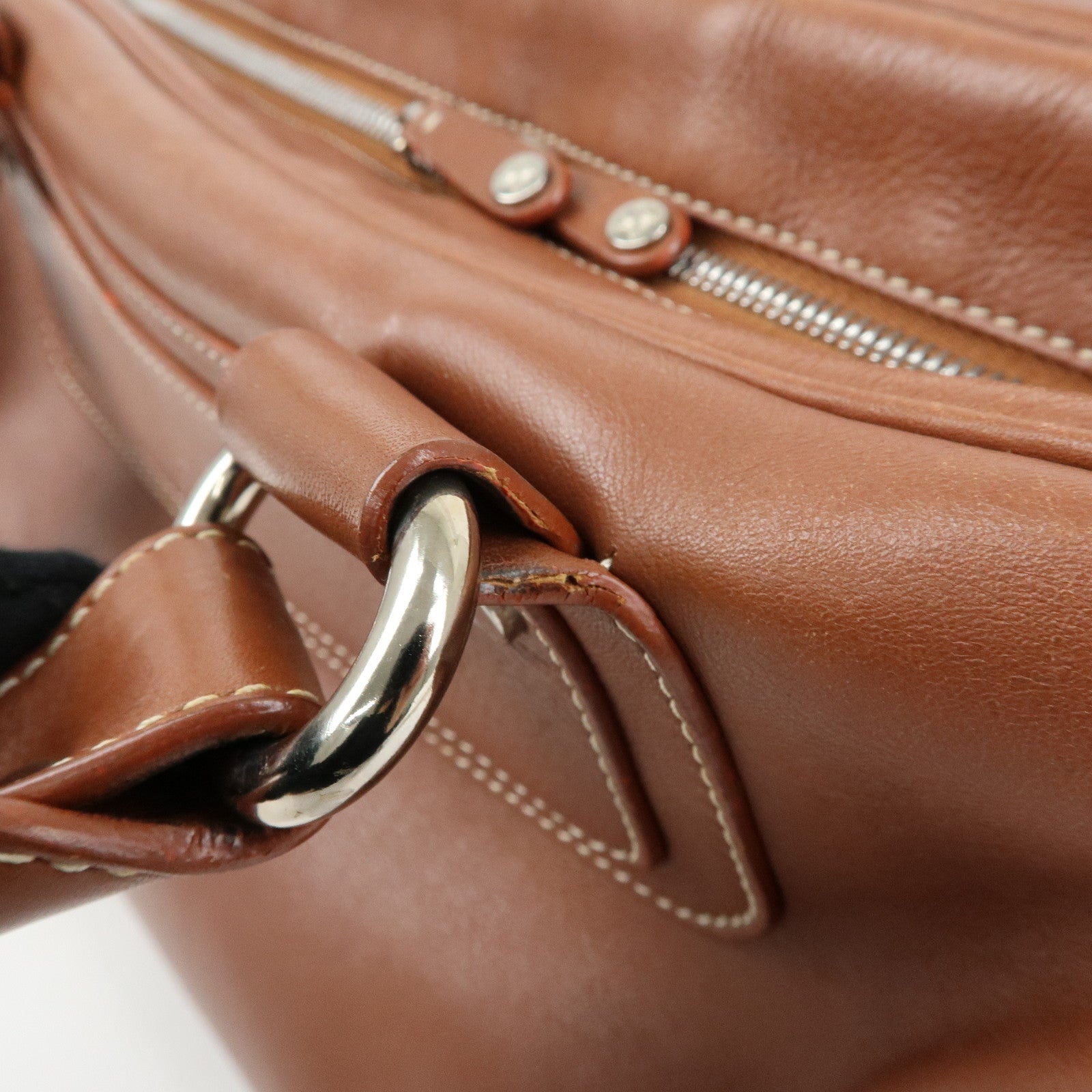 CELINE Boogie Bag Leather Hand Bag Tote Bag Brown