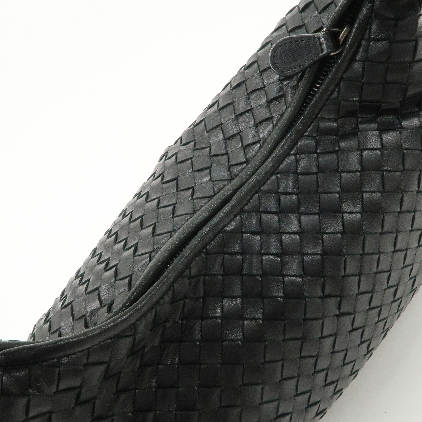 BOTTEGA VENETA Intrecciato Hobo Leather Shoulder Bag Black 232499