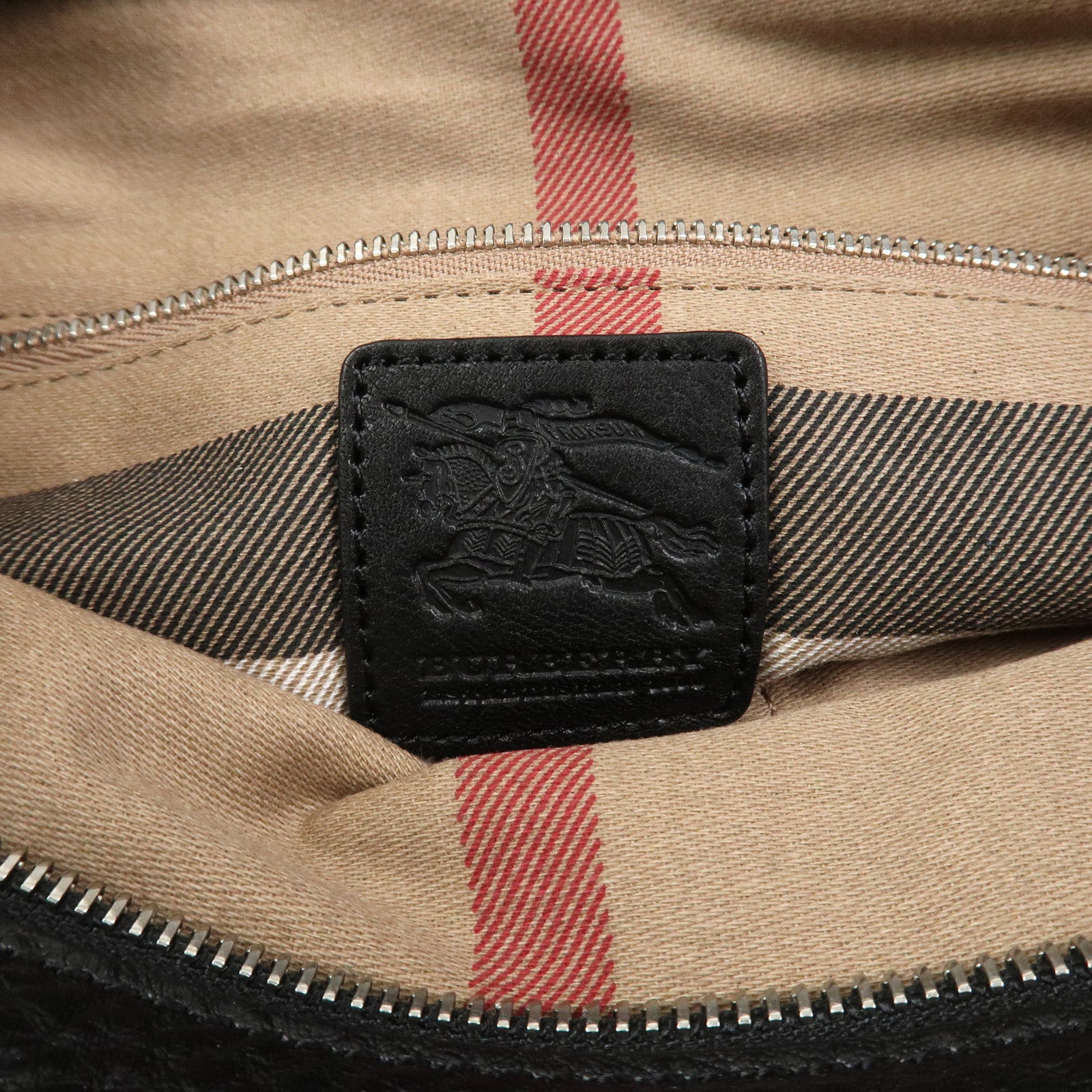 BURBERRY Logo Leather Canvas Tote Bag Black Grey