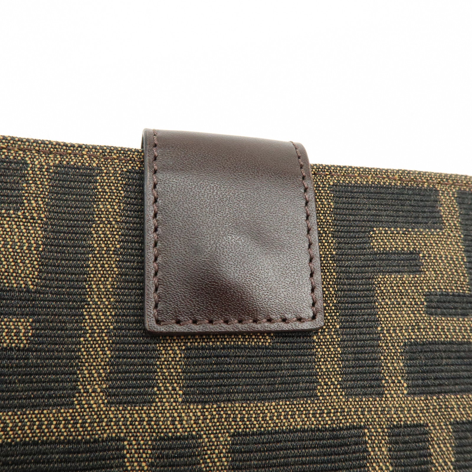 FENDI Zucca Canvas Leather Bi-fold Compact Wallet Brown 8M0033