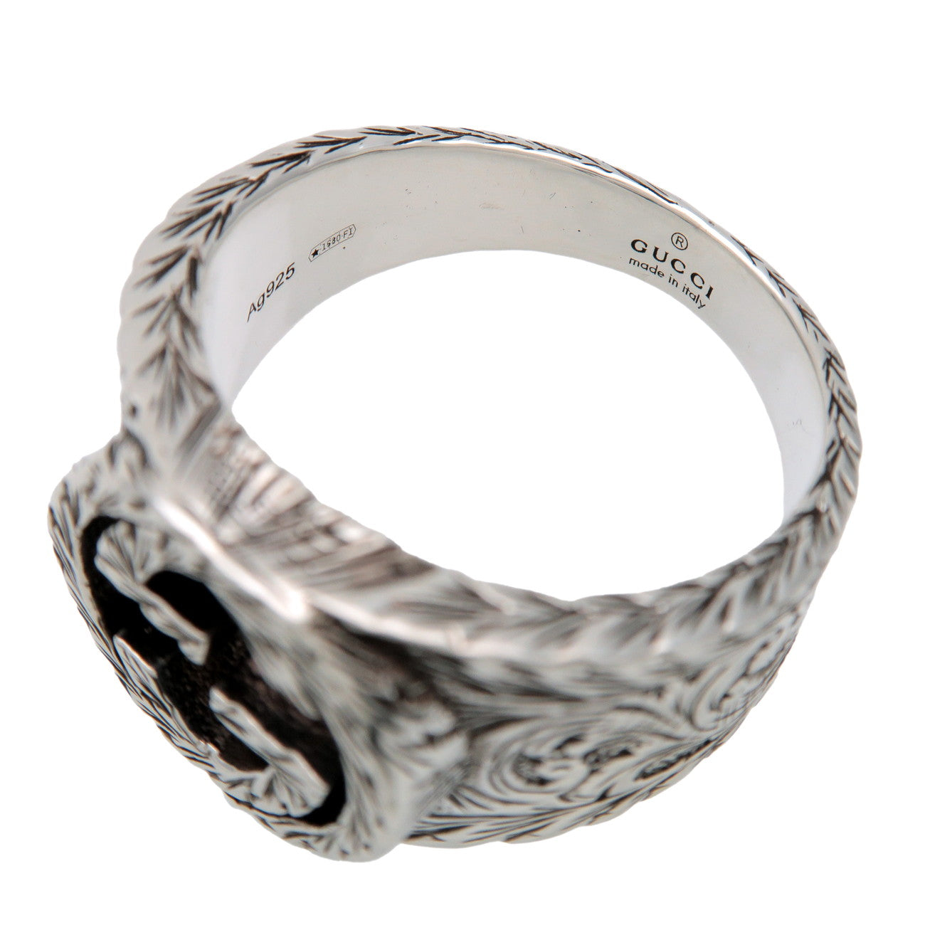 GUCCI Interlocking G Arabesuque Ring SV925 Silver #23 US10.25 EU63