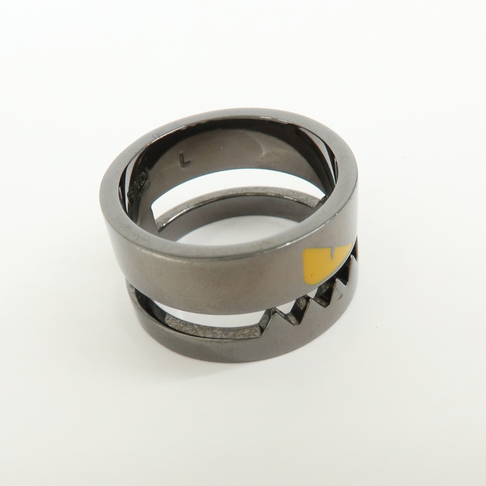 FENDI Monster Metal Ring Black Silver US11.5 EU66 HK26 Size L