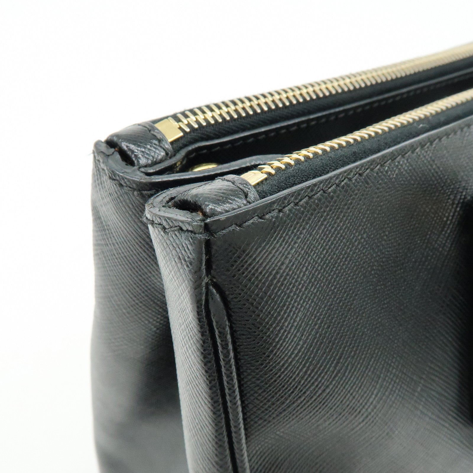 PRADA Saffiano Leather 2Way Bag Hand Bag Shoulder Bag Black 1BA801