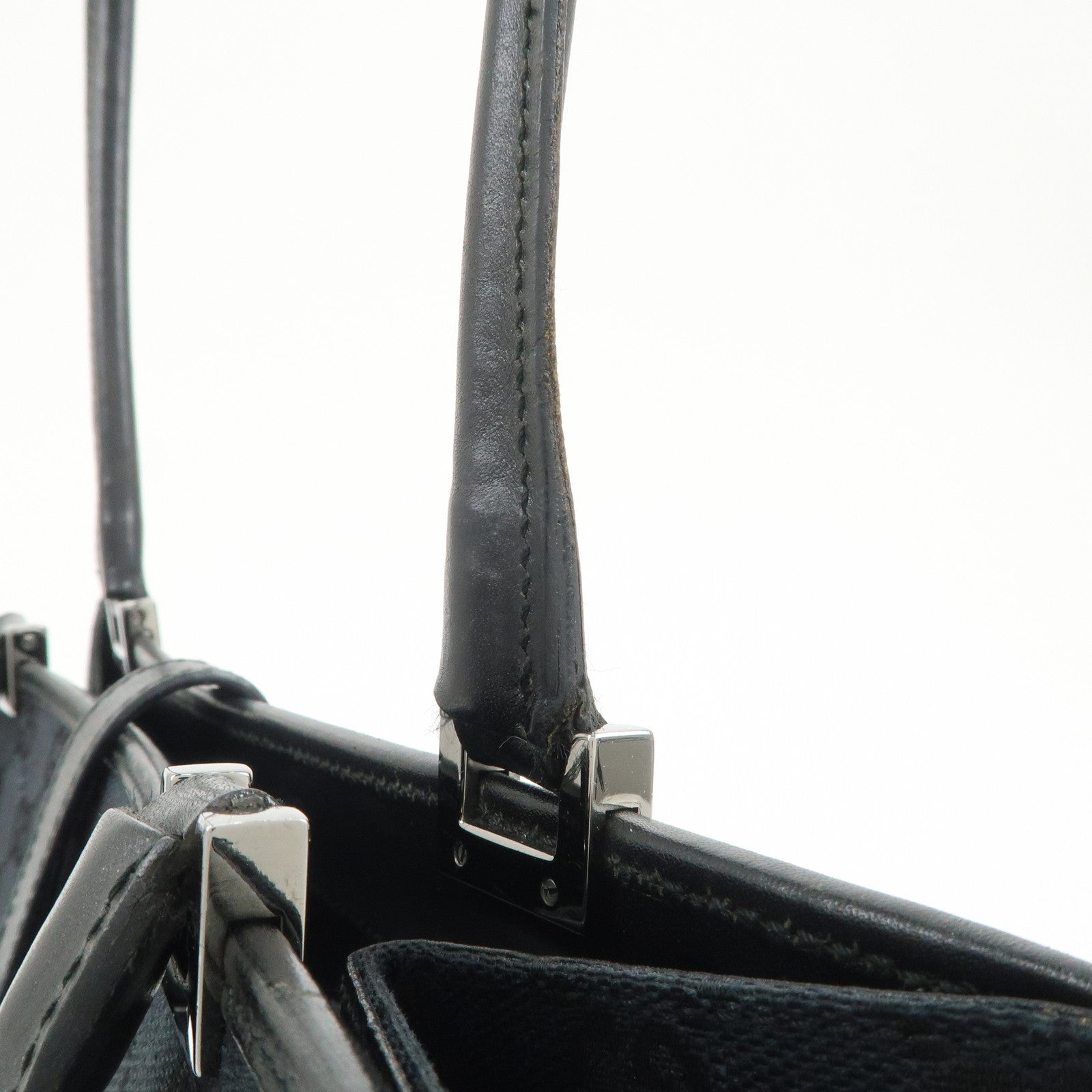 GUCCI Jackie GG Monogram Canvas Leather Shoulder Bag Black 002・1073
