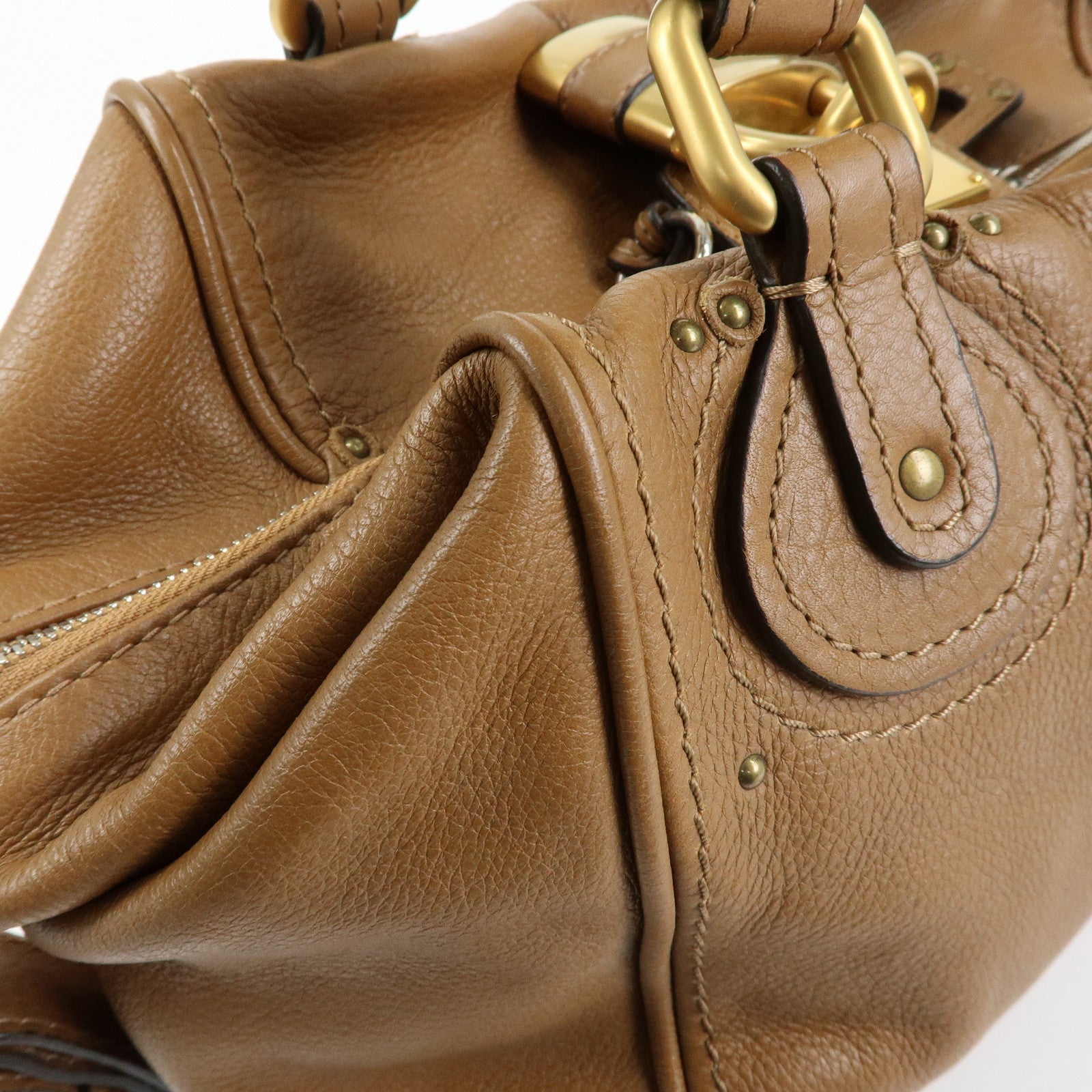 Chloe Paddington Leather Shoulder Bag Boston Bag Brown