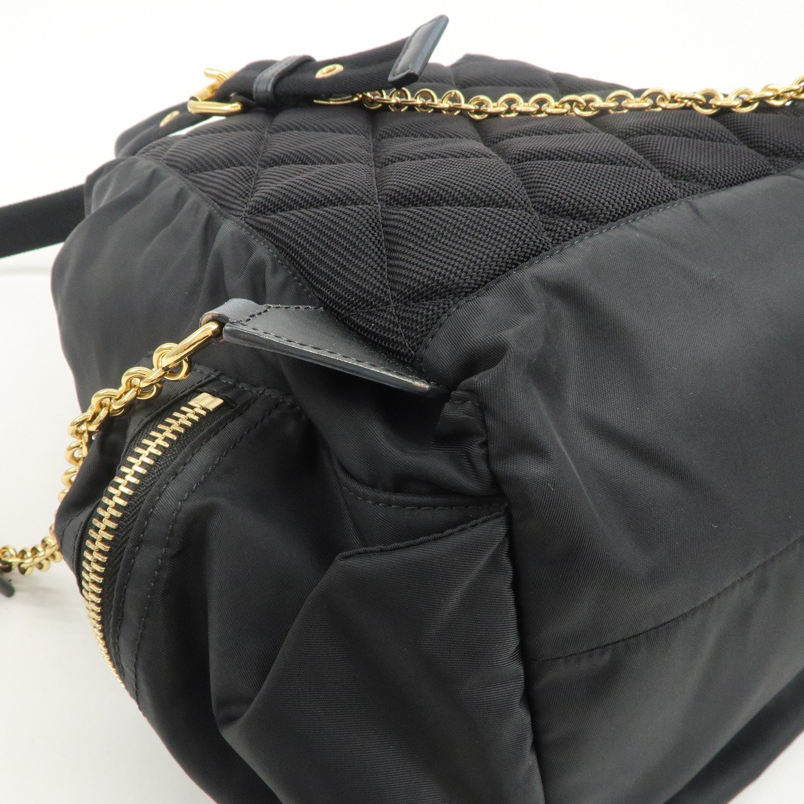 BURBERRY Nylon Leather Backpack Rucksuck Black Brown Gold