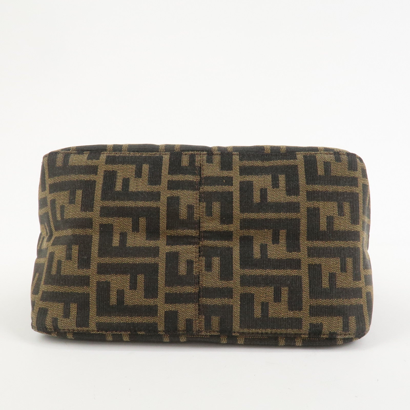 FENDI Mamma Baguette Zucca Leather Canvas Shoulder Bag Brown 8BR004