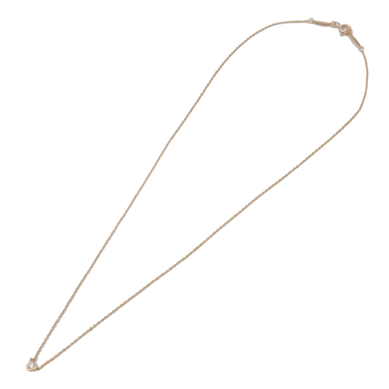 Tiffany & Co By The Yard 1P Diamond Necklace K18 750YG Yellow Gold