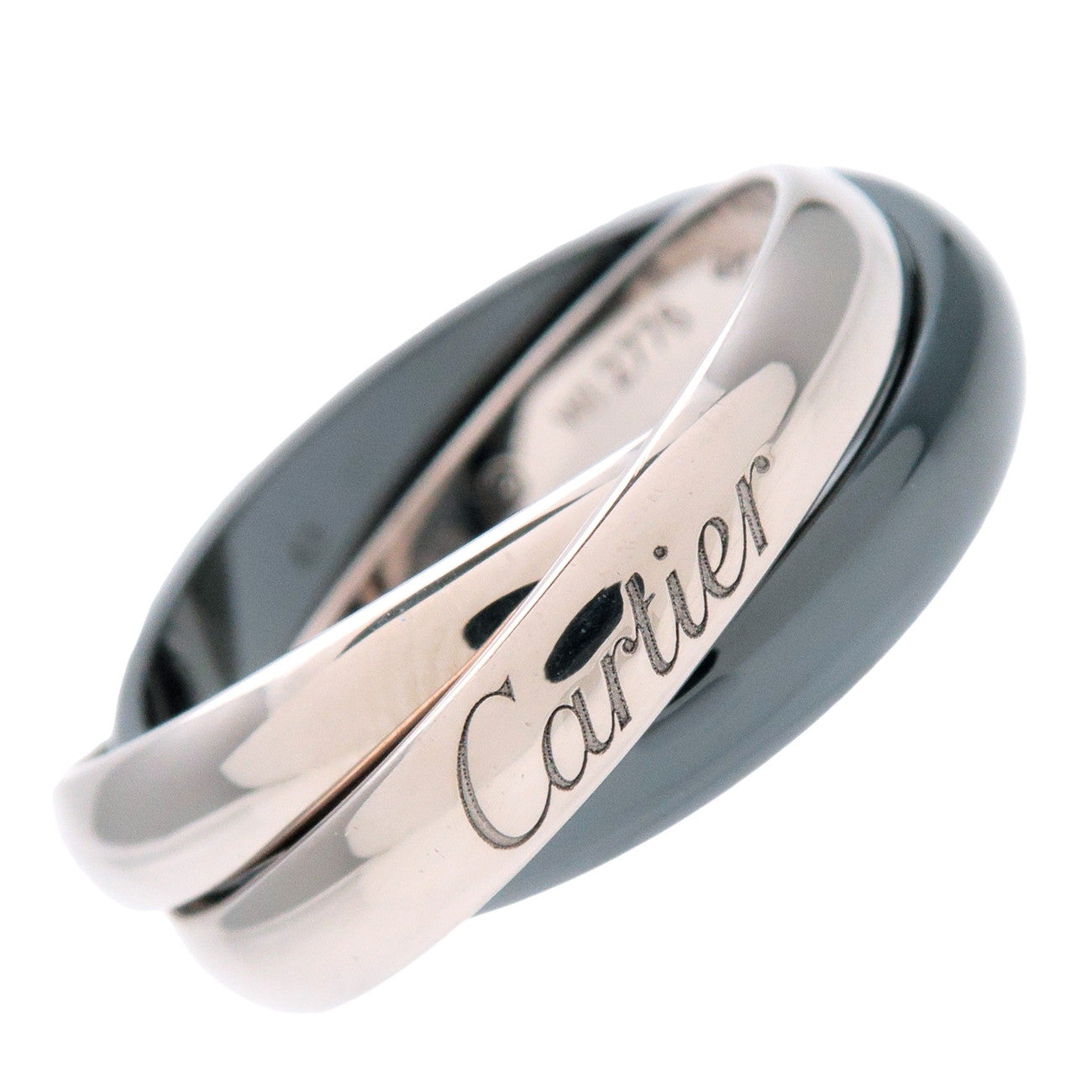 Cartier Trinity Ring Black Ceramic K18 White Gold #53 US6.5 EU53