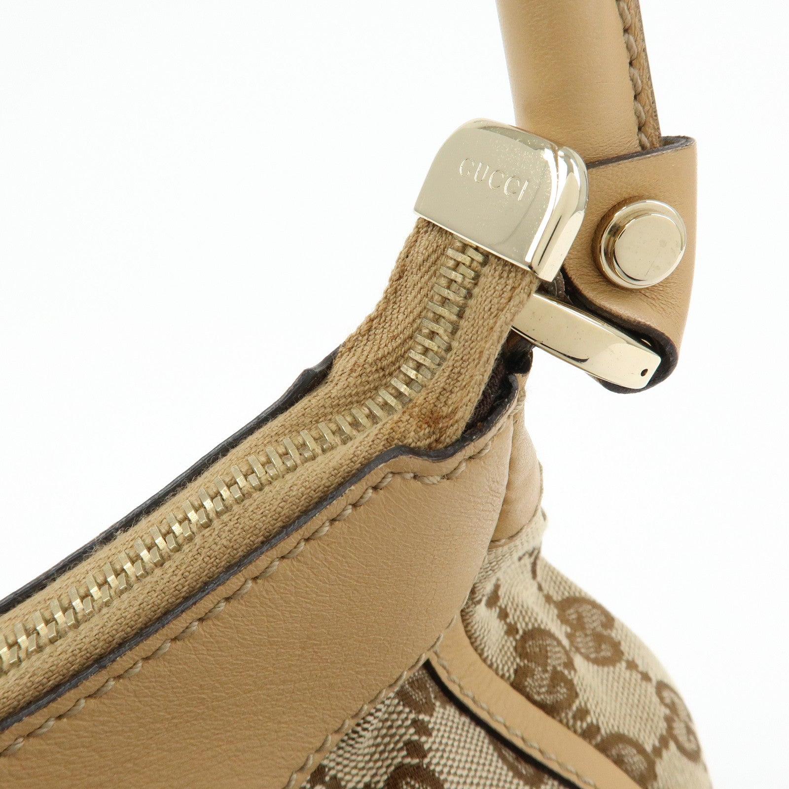 GUCCI Abbey GG Canvas Leather Shoulder Bag Hand Bag Beige 190525