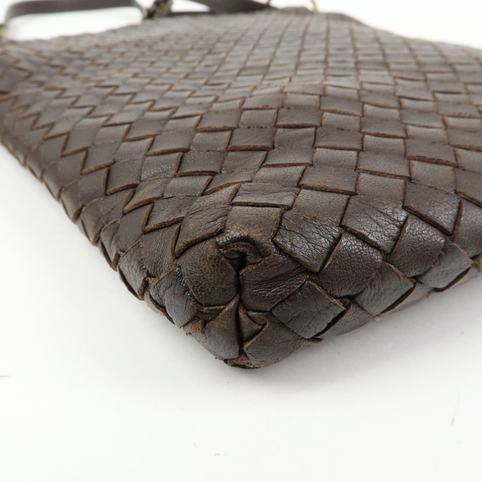 BOTTEGA VENETA Intrecciato Leather Shoulder Bag Brown 179330