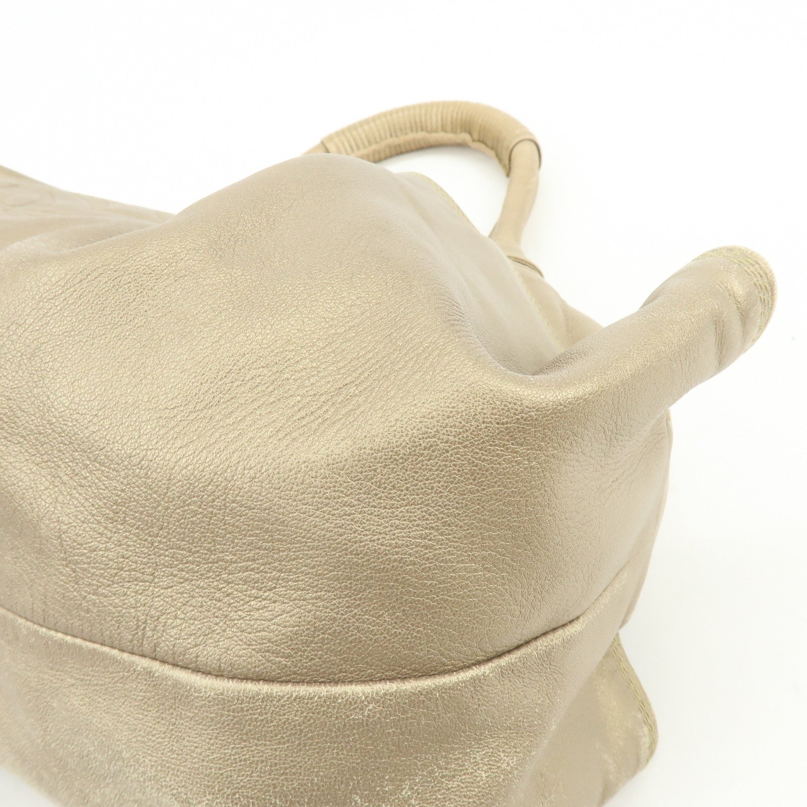 LOEWE Anagram Nappa Aire Leather Hand Bag Shoulder Bag Gold