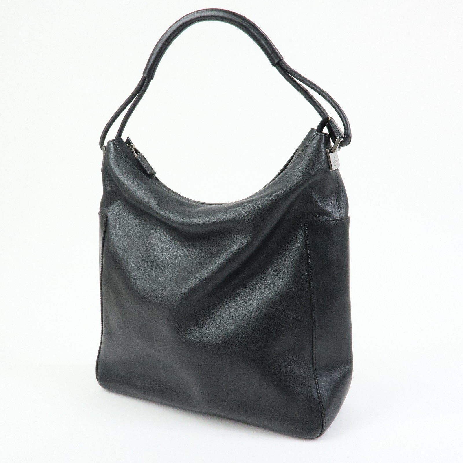 GUCCI Leather Shoulder Bag Hand Bag Tote Bag Black 001・3770