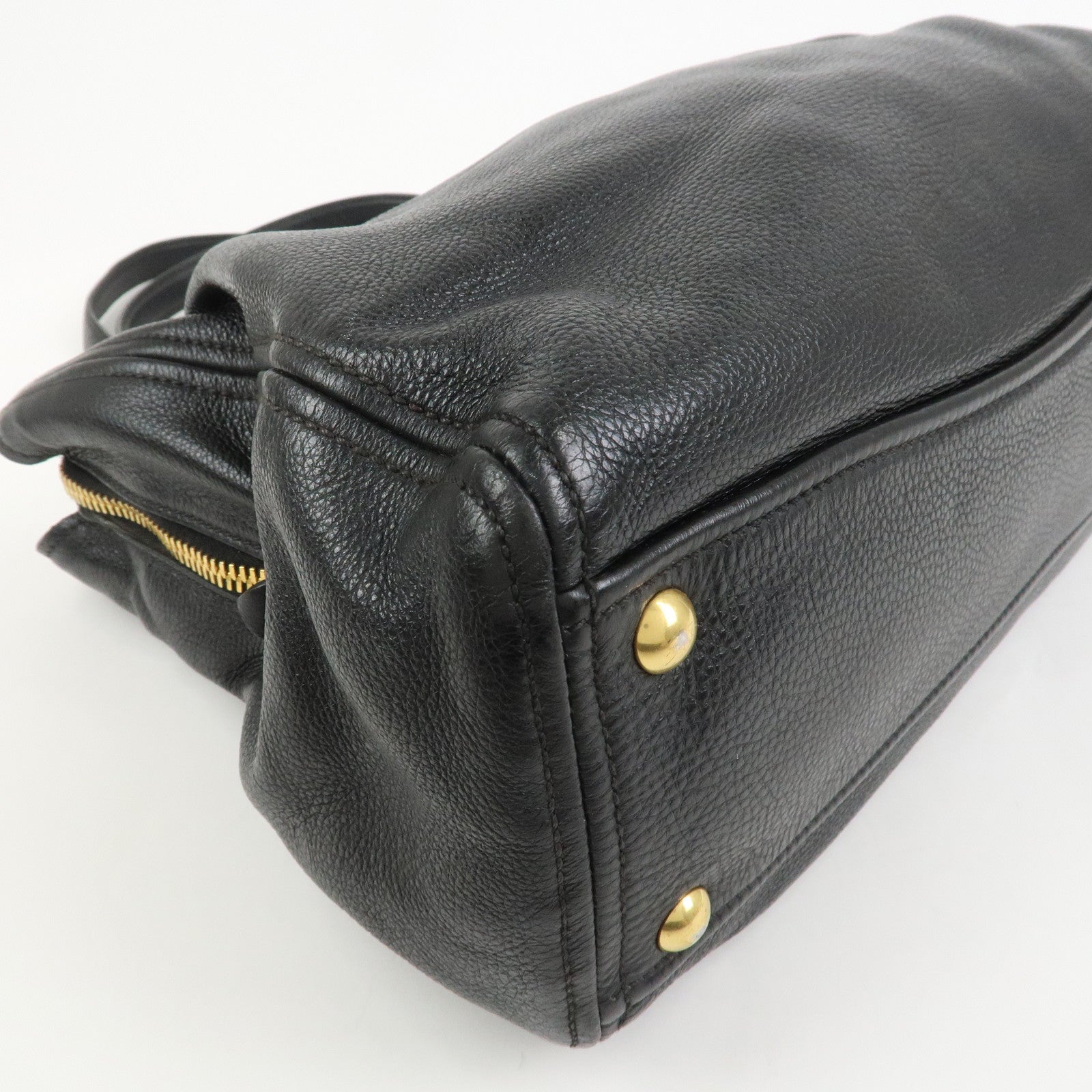 MIU MIU Logo Leather 2Way Bag Shoulder Bag Hand Bag Black RR1901