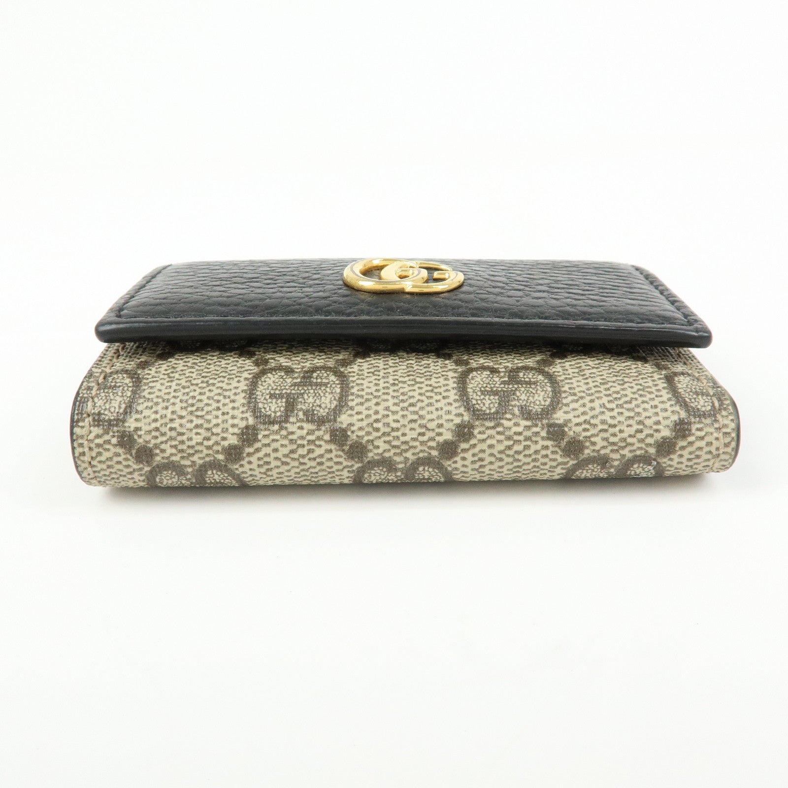 GUCCI GG Marmont GG Supreme Leather 6 Key Case Beige Black 456118