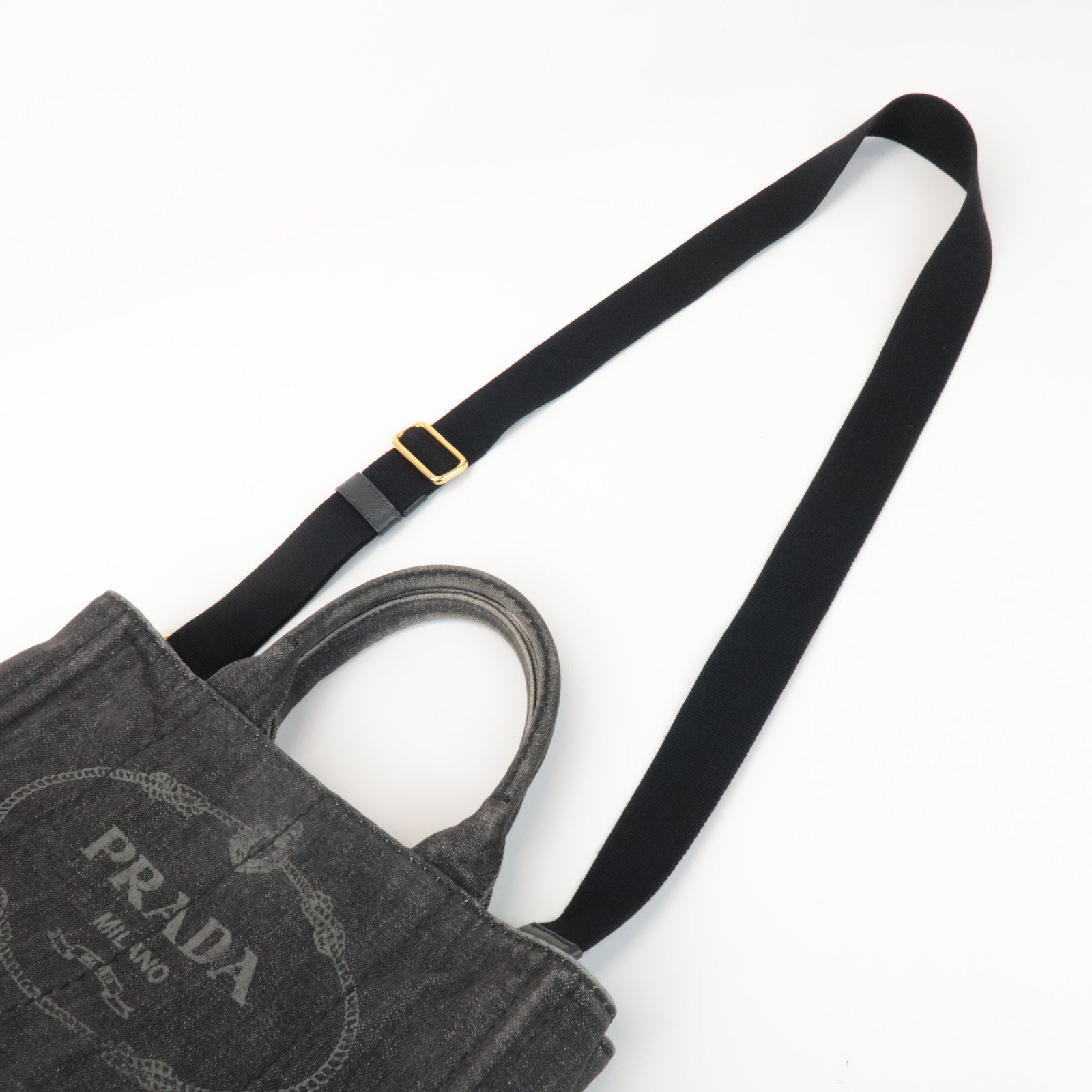 PRADA Canapa Mini 2Way Bag Hand Shoulder Bag Black B2439G