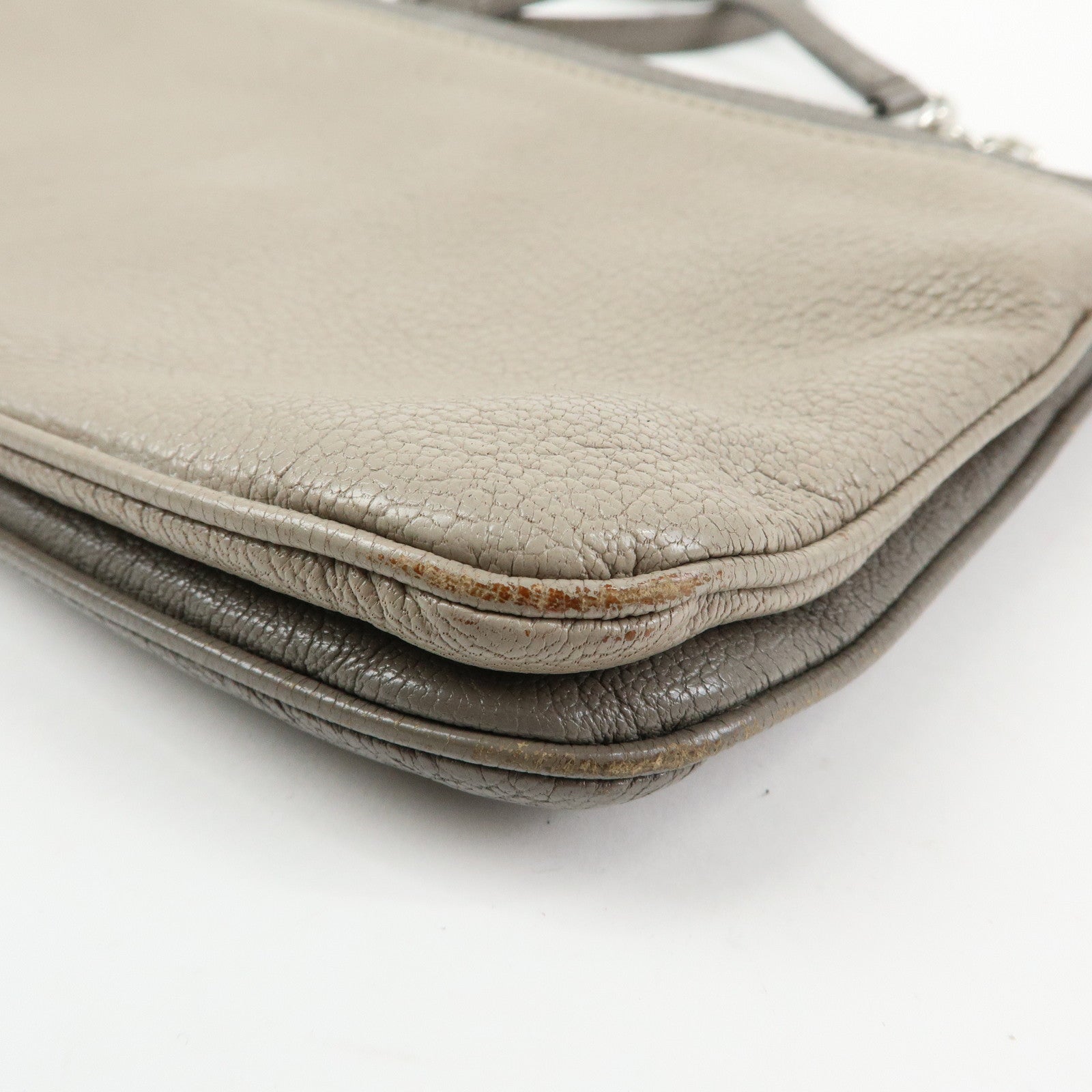 MIU MIU MADRAS Leather Shoulder Bag Crossbody Bag Gray RP0369