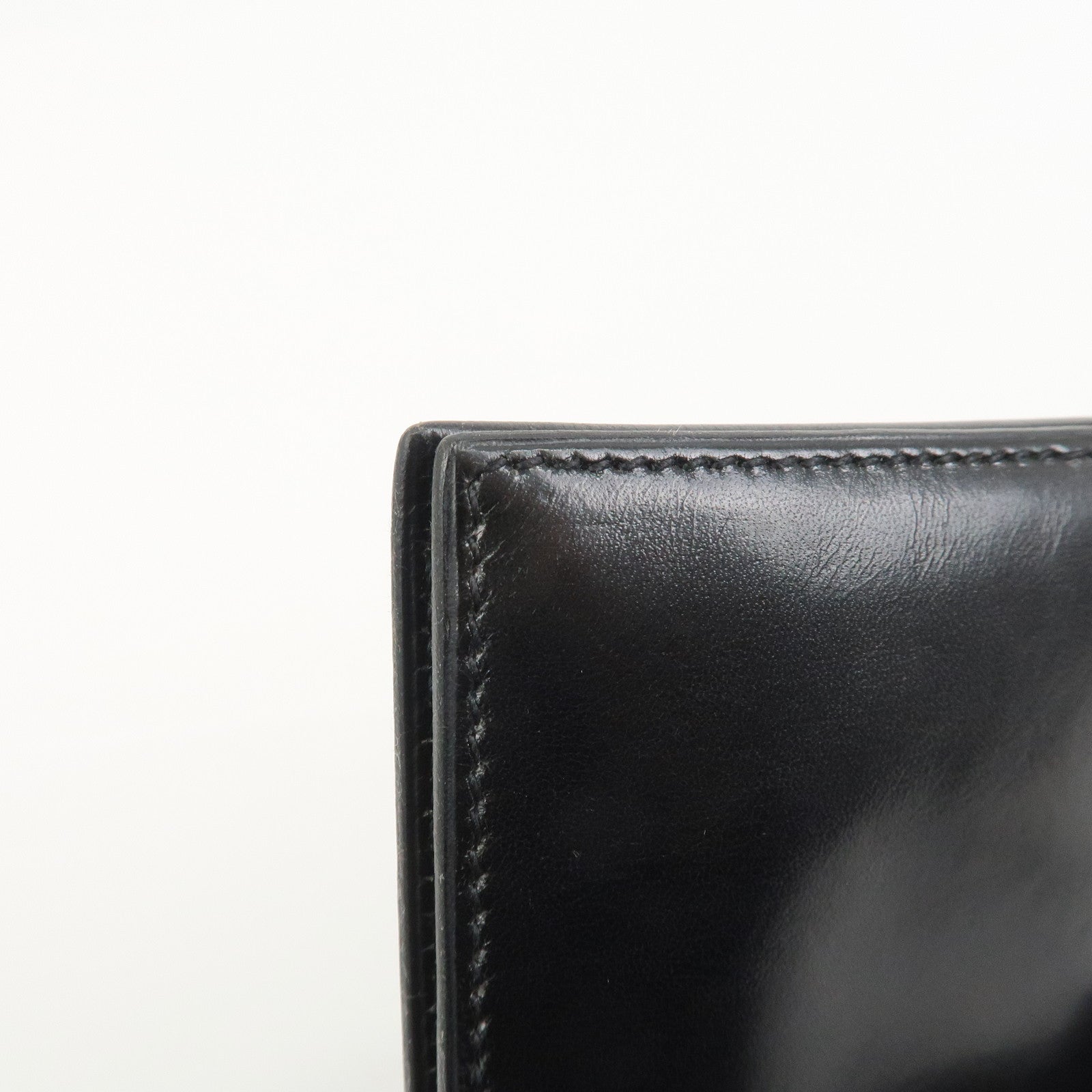 HERMES Bearn Classic Box Calf □E Stamped Bi-Fold Long Wallet Black