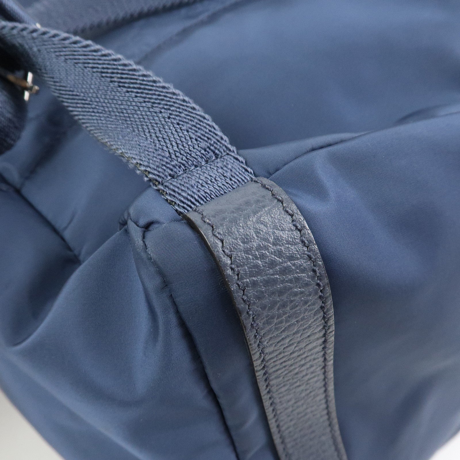 GUCCI GG Nylon Leather Backpack Rucksack Navy 387071