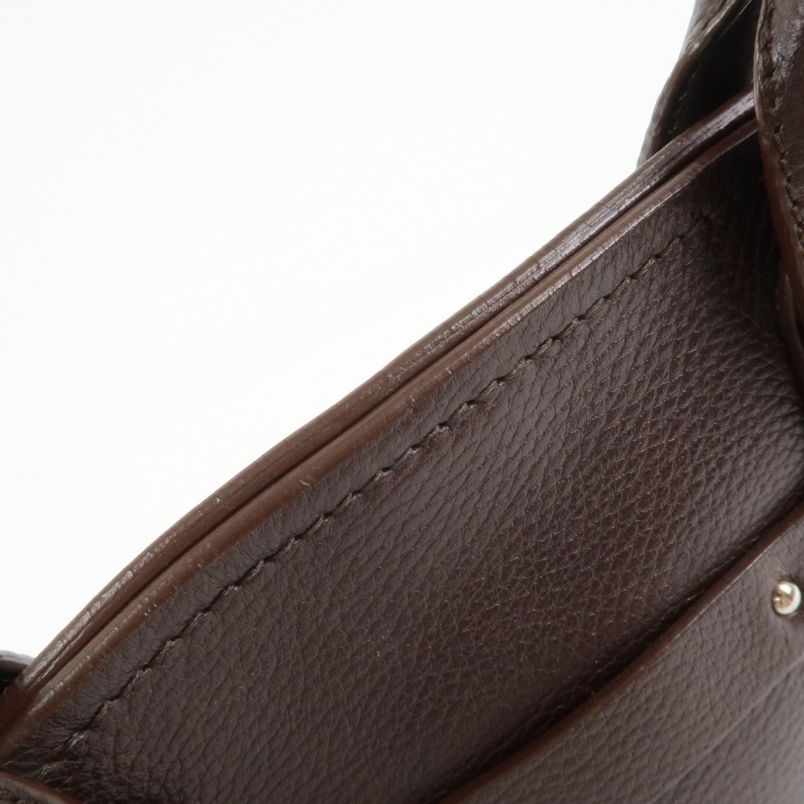 Ferragamo Logo Leather Tote Bag Shoulder Bag Brown