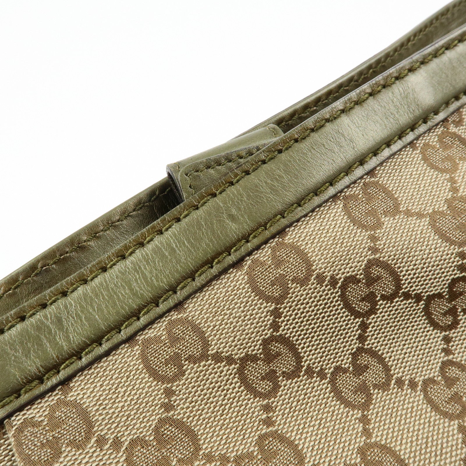 GUCCI Sukey Interlocking G GG Canvas Leather Tote Bag Beige 296835