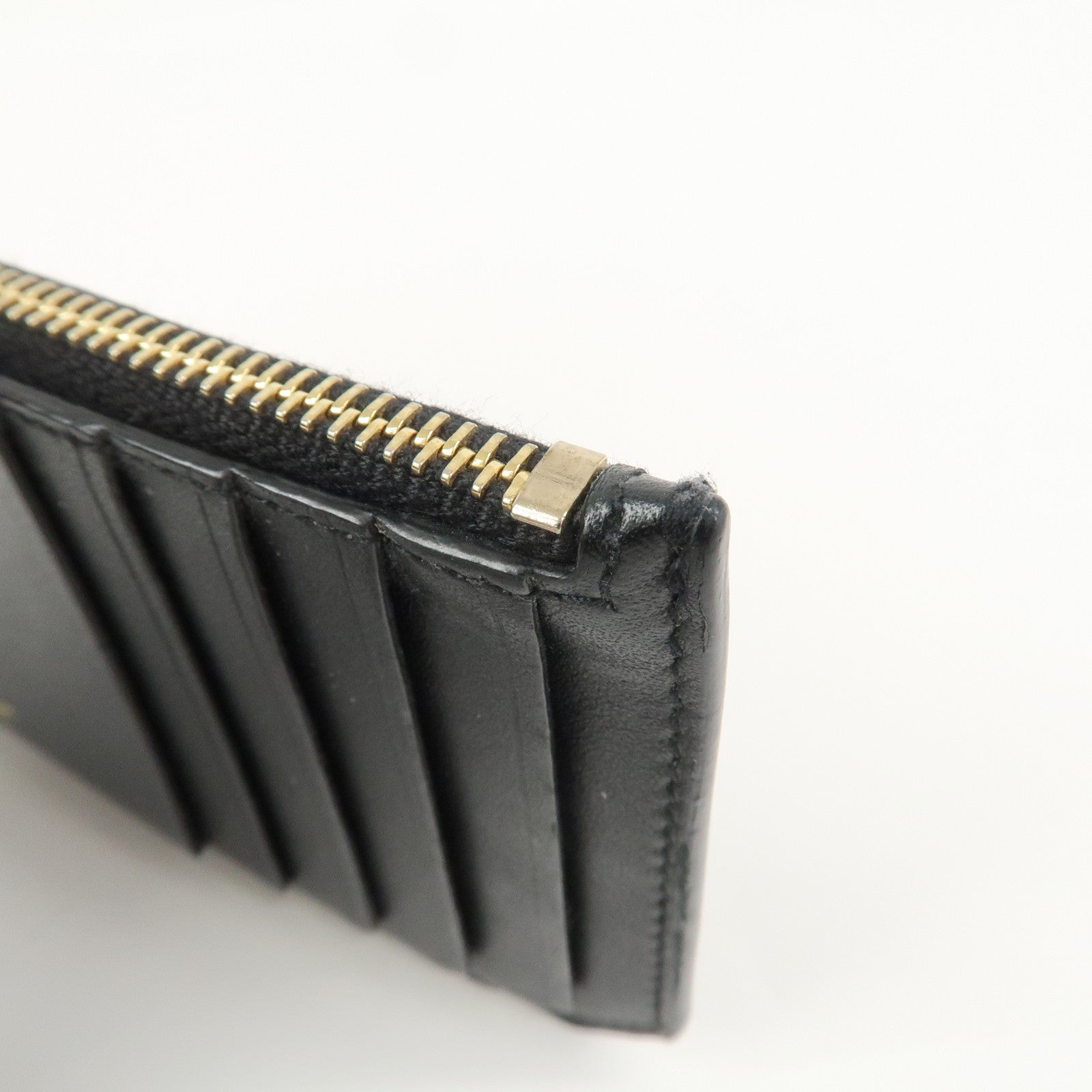 SAINT LAURENT PARIS Leather Card Case Card Holder Black 458583