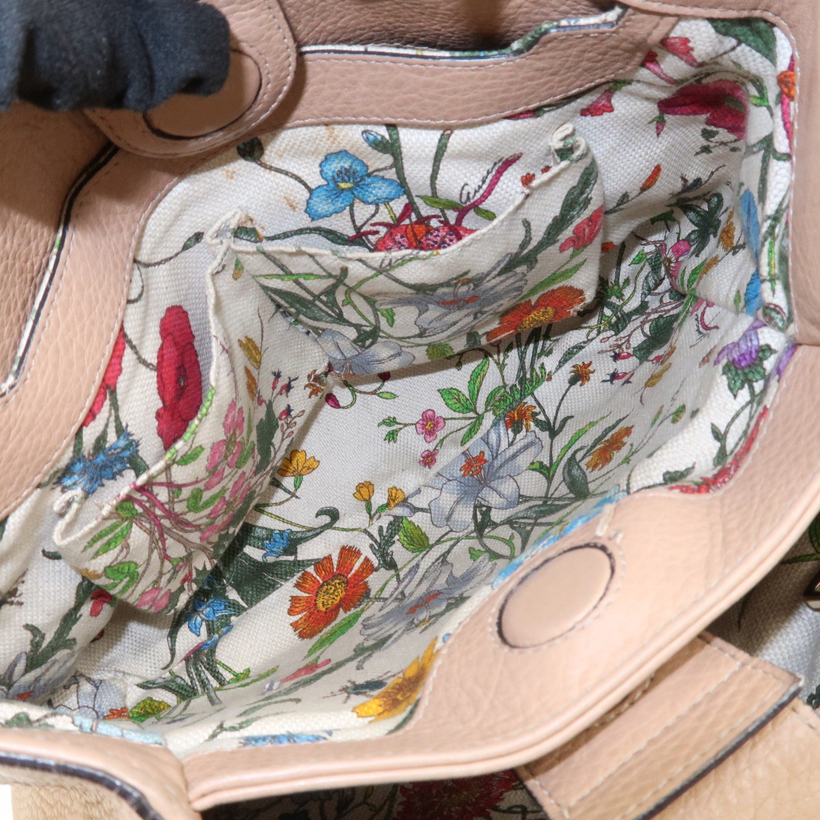 GUCCI Bamboo Leather 2 Way Bag Hand Shoulder Bag Pink Beige 336032