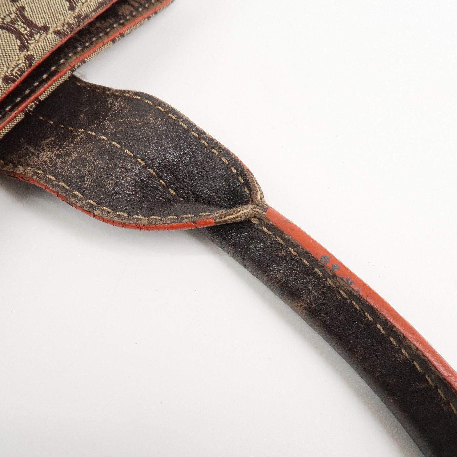 CELINE Macadam Canvas Leather Tote Bag Shoulder Bag Beige Brown