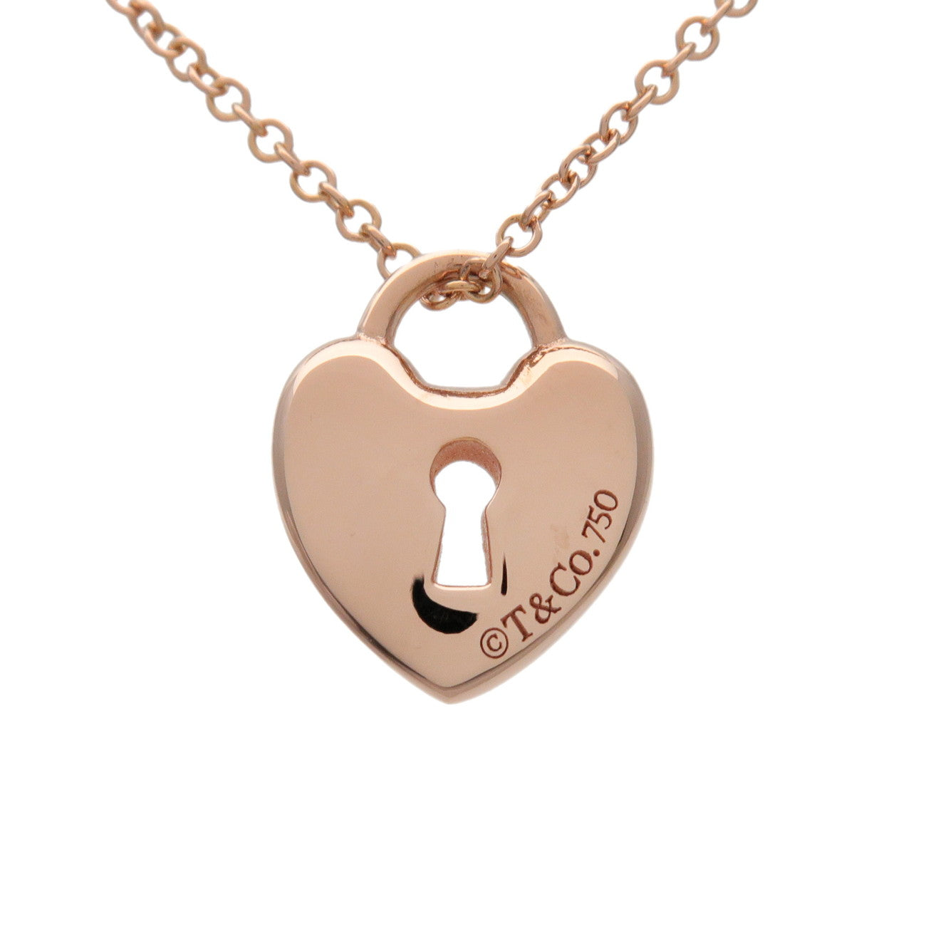 Tiffany & Co Heart Lock Necklace K18 750PG Rose Gold