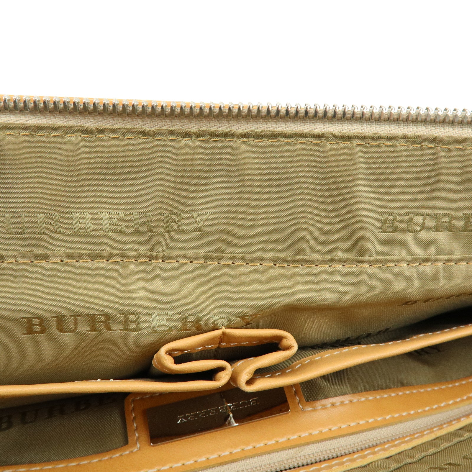 BURBERRY Canvas Leather Hand Bag Tote Bag Beige Light Beige