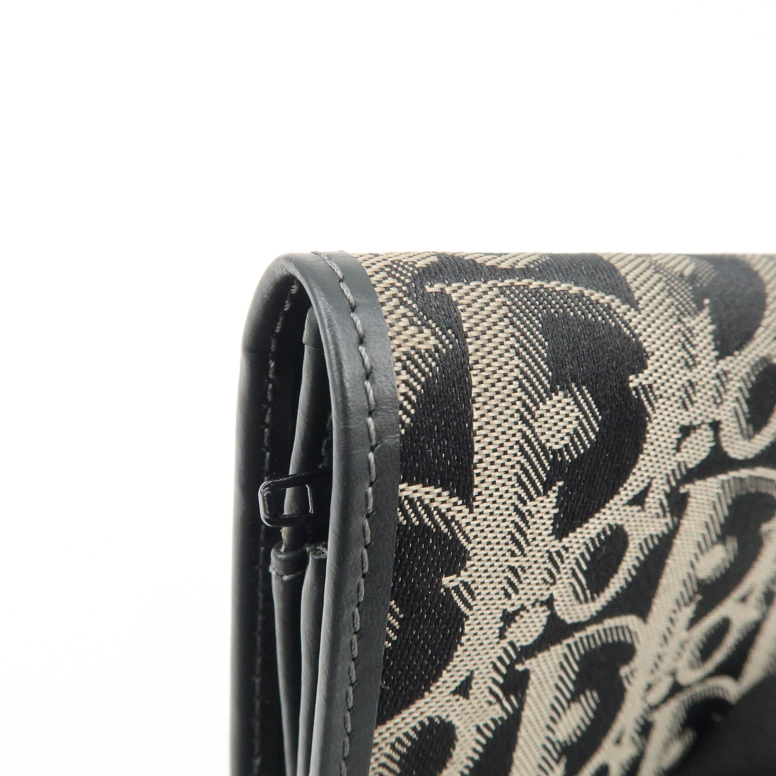 Christian Dior Oblique Canvas Leather Wallet Black Beige