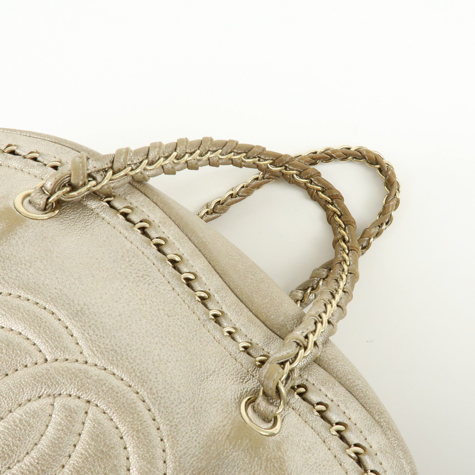 CHANEL COCO Mark Calfskin Boston Bag Shoulder Bag Silver