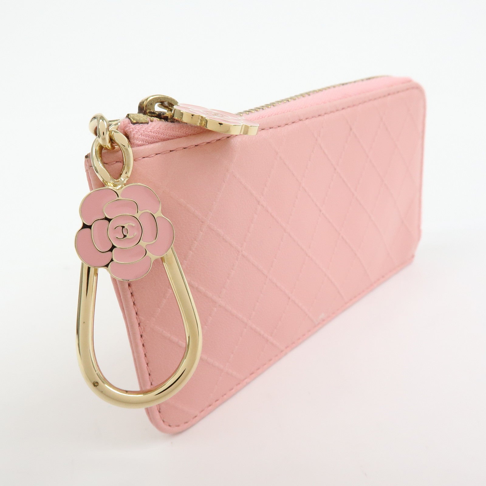 CHANEL Camellia Leather Key Case Coin Case Ginza Exclusive Pink
