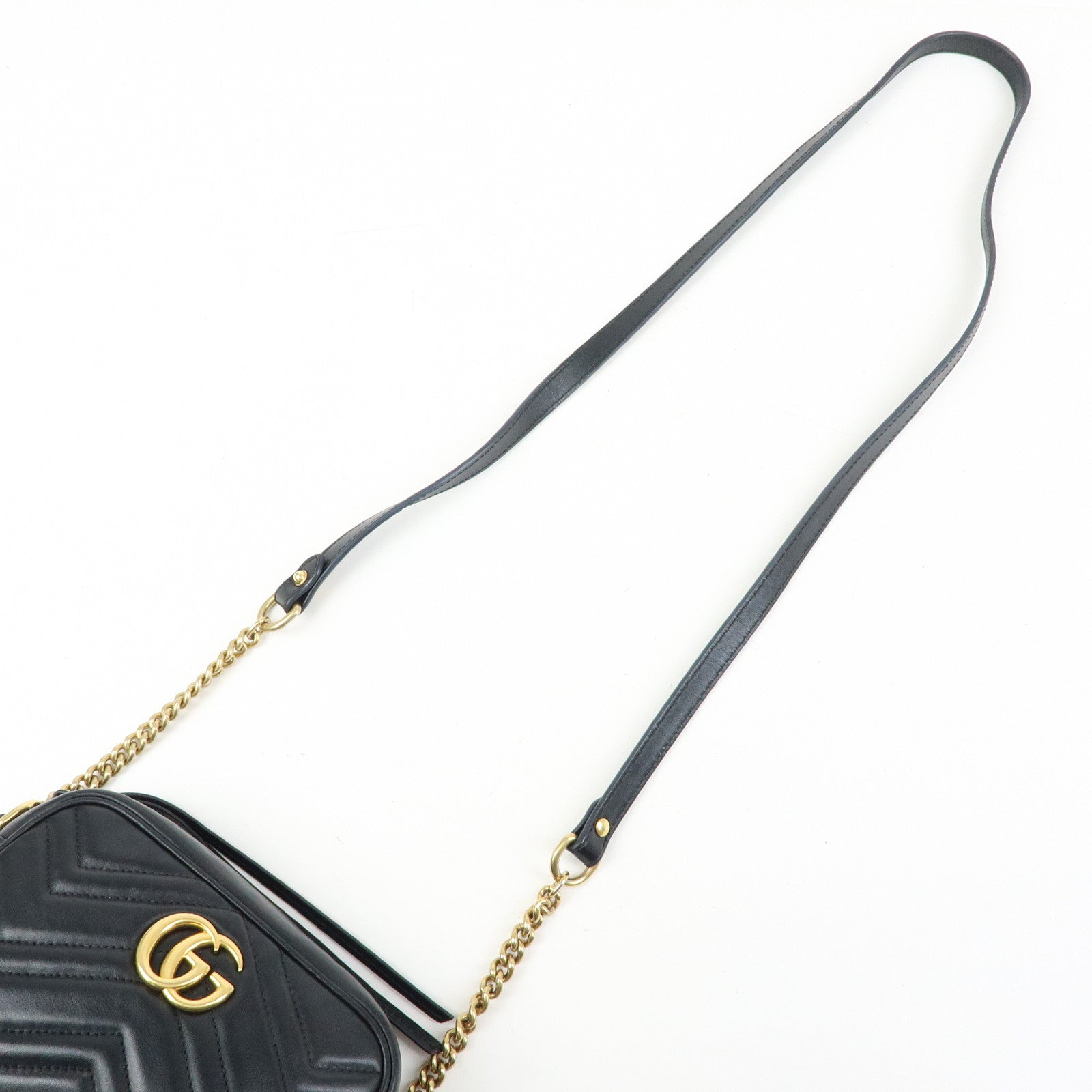 GUCCI GG Marmont Leather Shoulder Crossbody Bag Black 448065