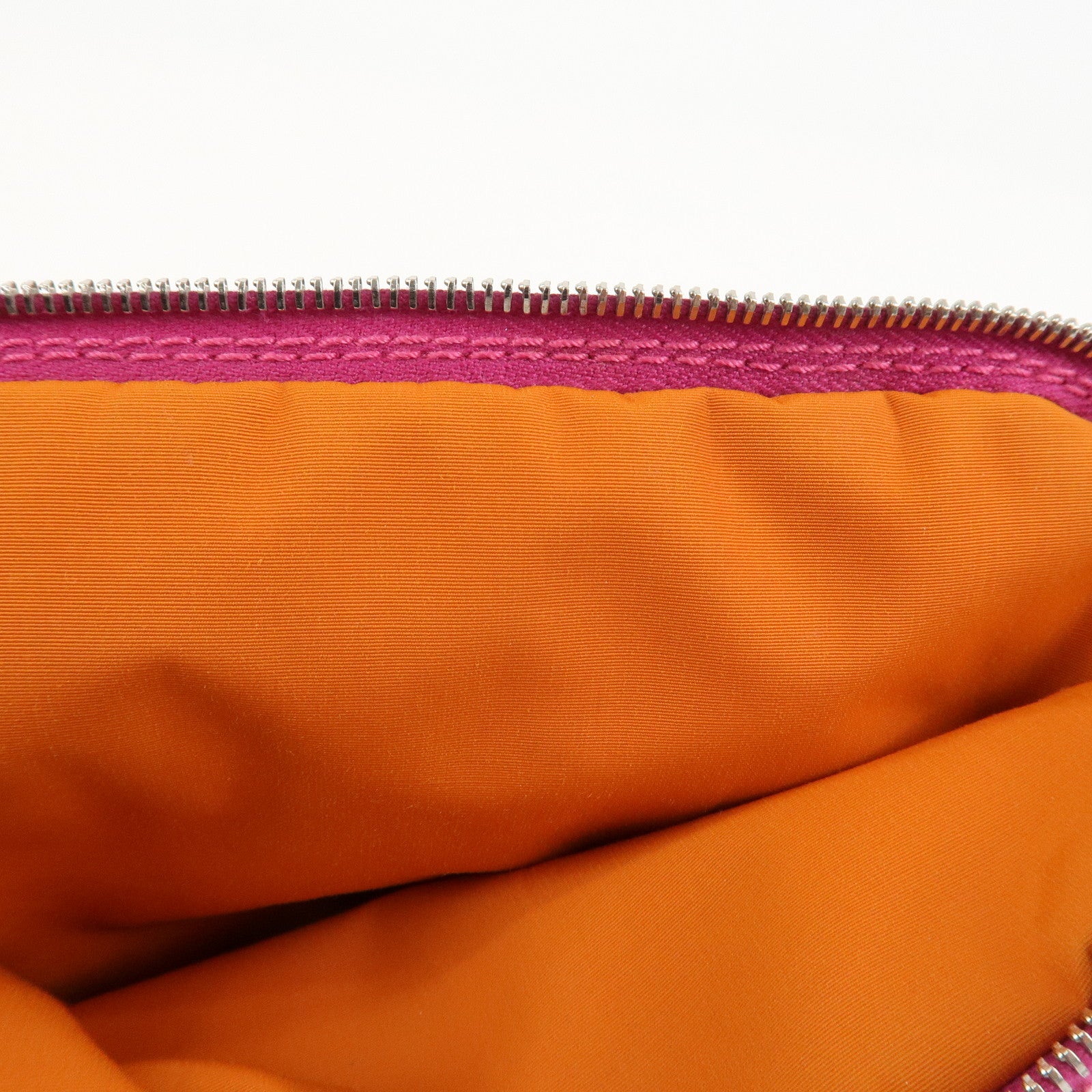 HERMES Canvas Leather Bolide Pouch PM Cosmetic Pouch Pink