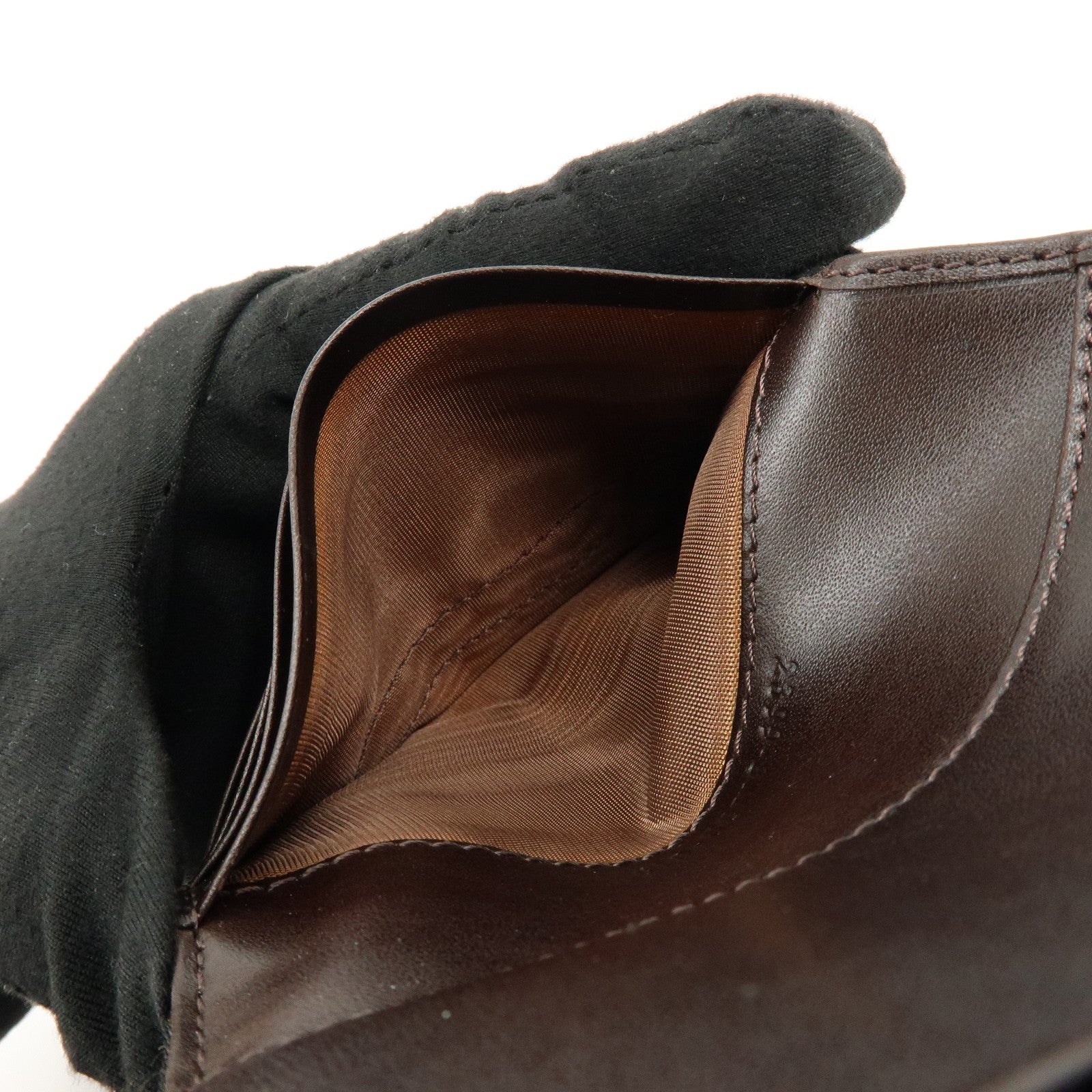 FENDI Zucca Canvas Leather Bi-fold Compact Wallet Brown 8M0033