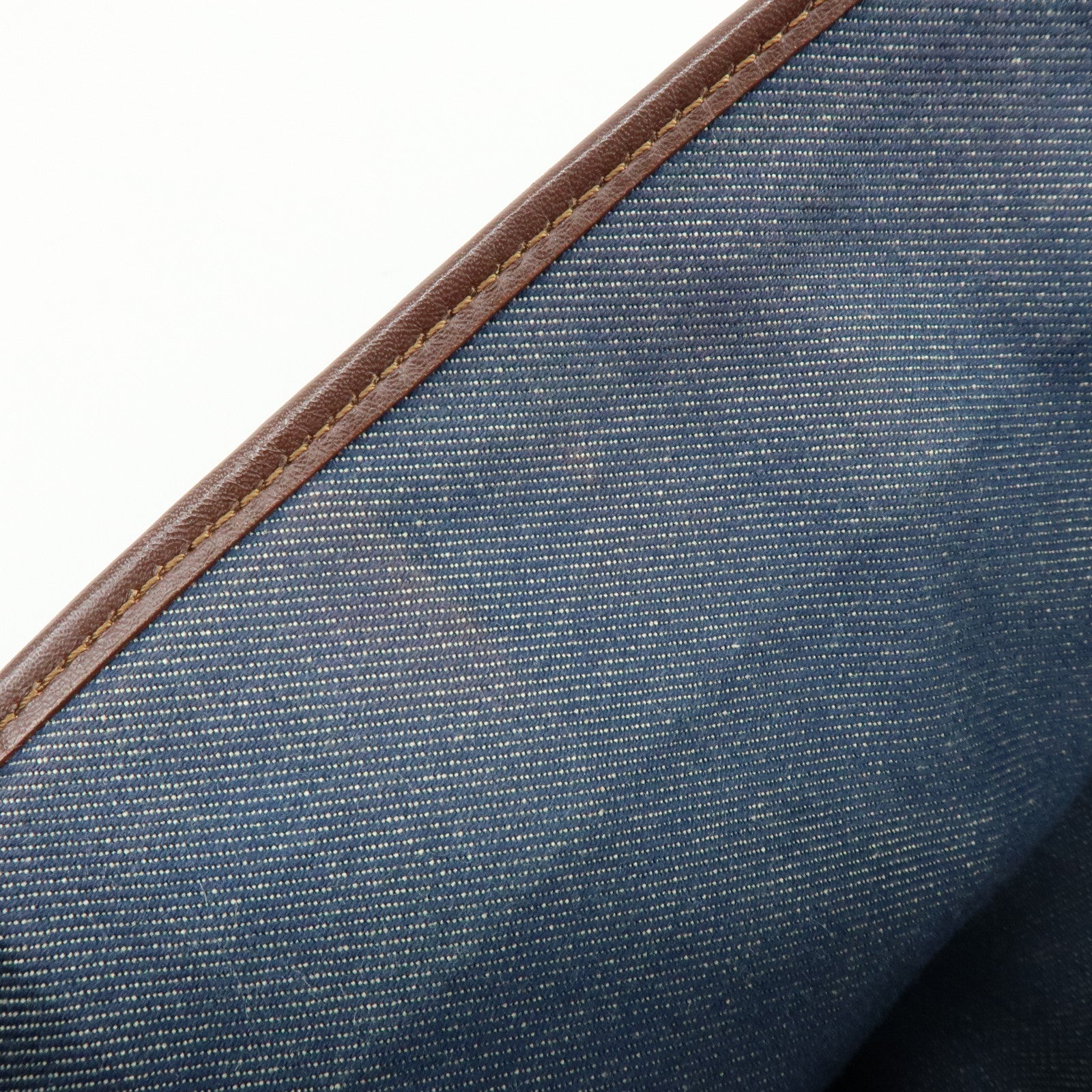 CELINE Macadam Denim Leather Boogie Bag Hand Bag Blue Brown