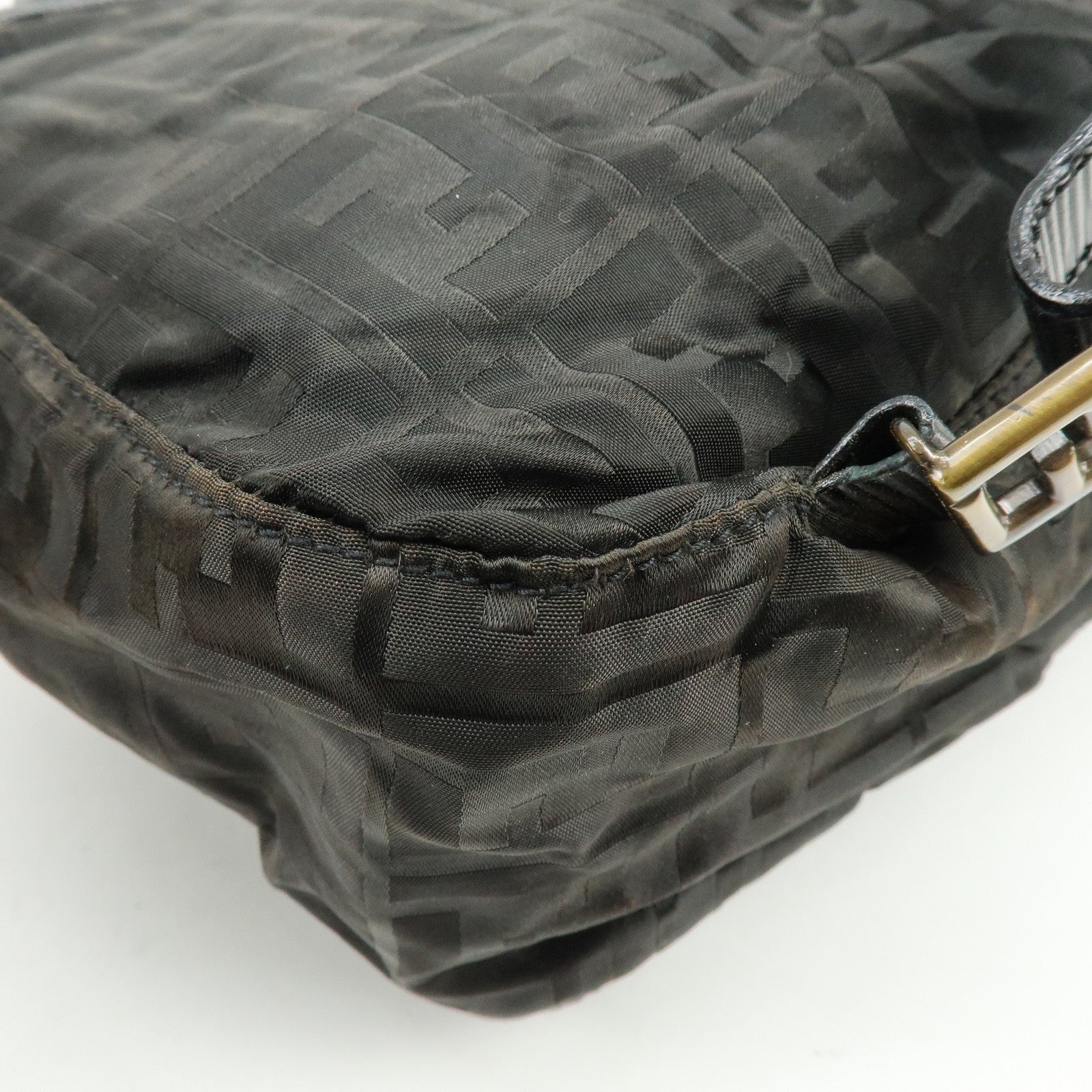 FENDI Logo Zucca Nylon Leather Backpack Rucksack Black