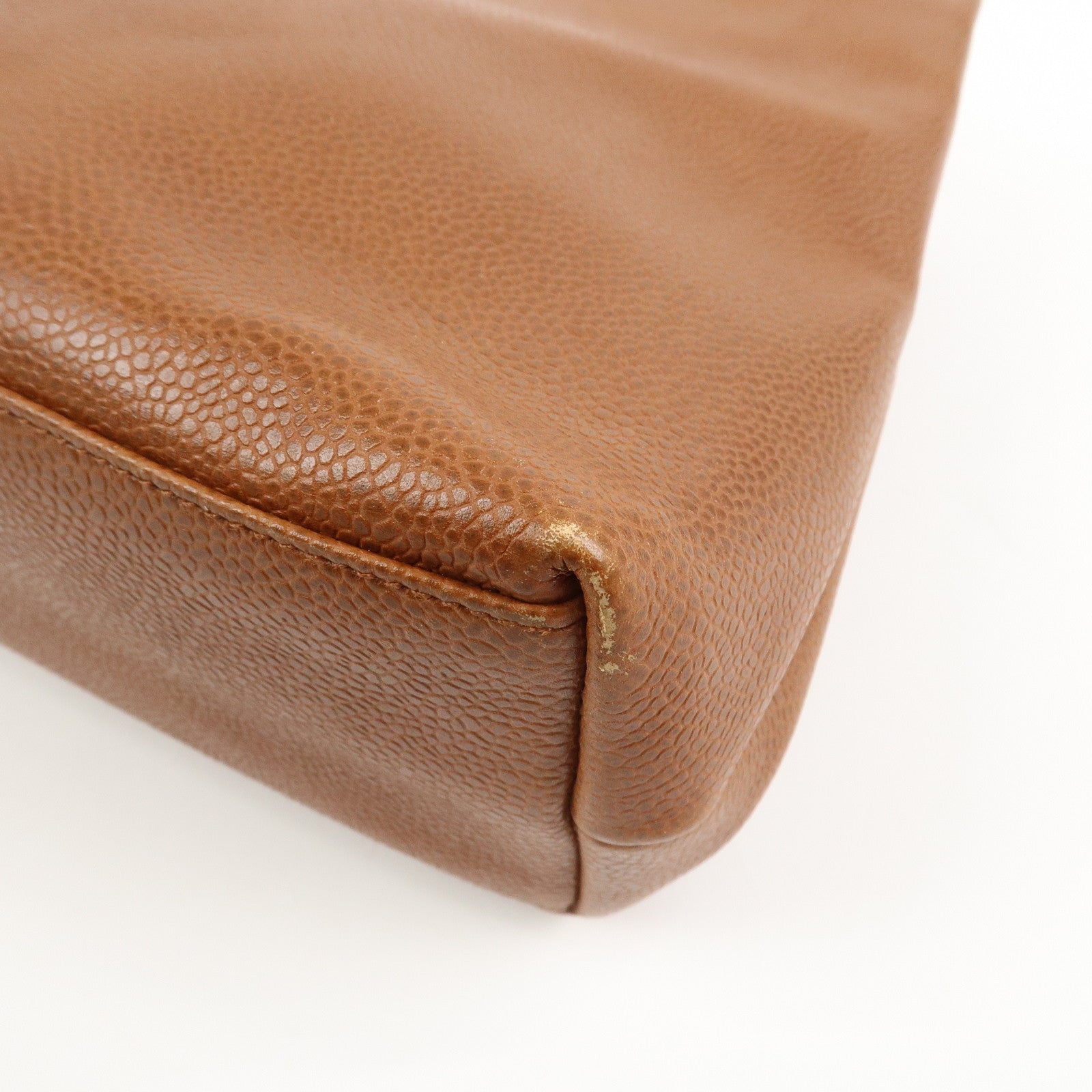 CHANEL COCO Mark Caviarskin Turn Lock Chain Shoulder Bag Brown