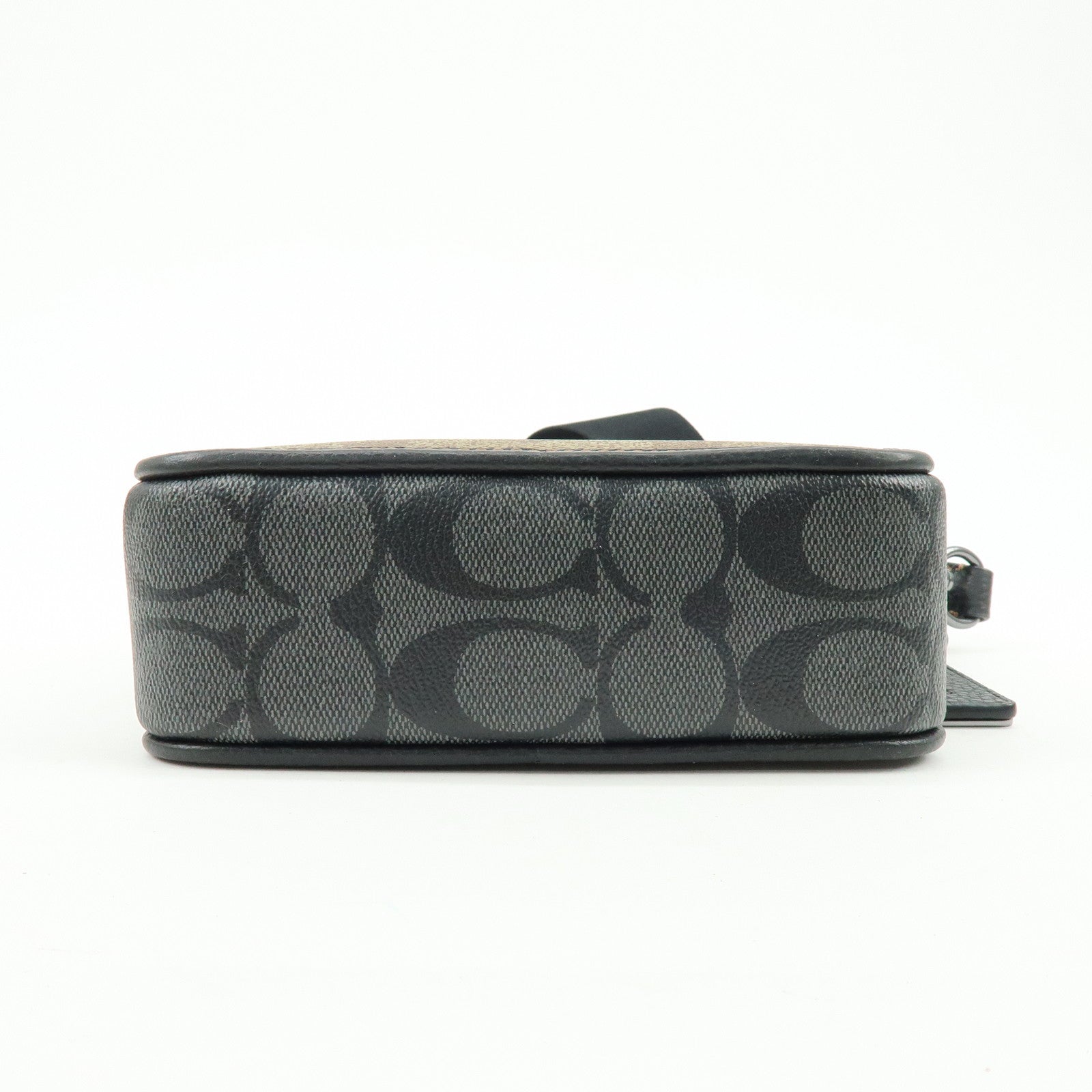 COACH Signature PVC Leather Shoulder Bag Crossbody Bag Black Beige