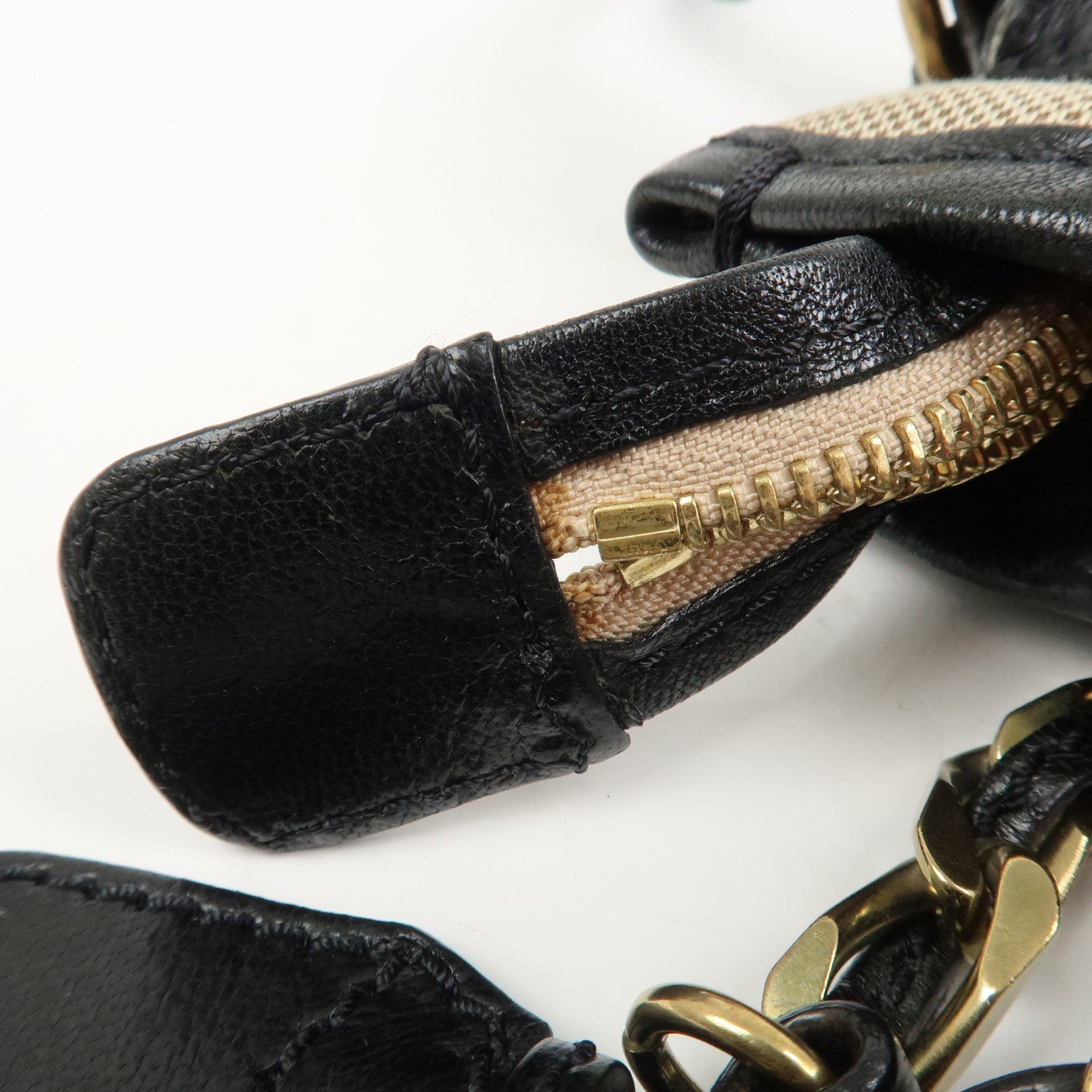 Chloe Harley Canvas Leather 2Way Bag Hand Bag Shoulder Bag Black