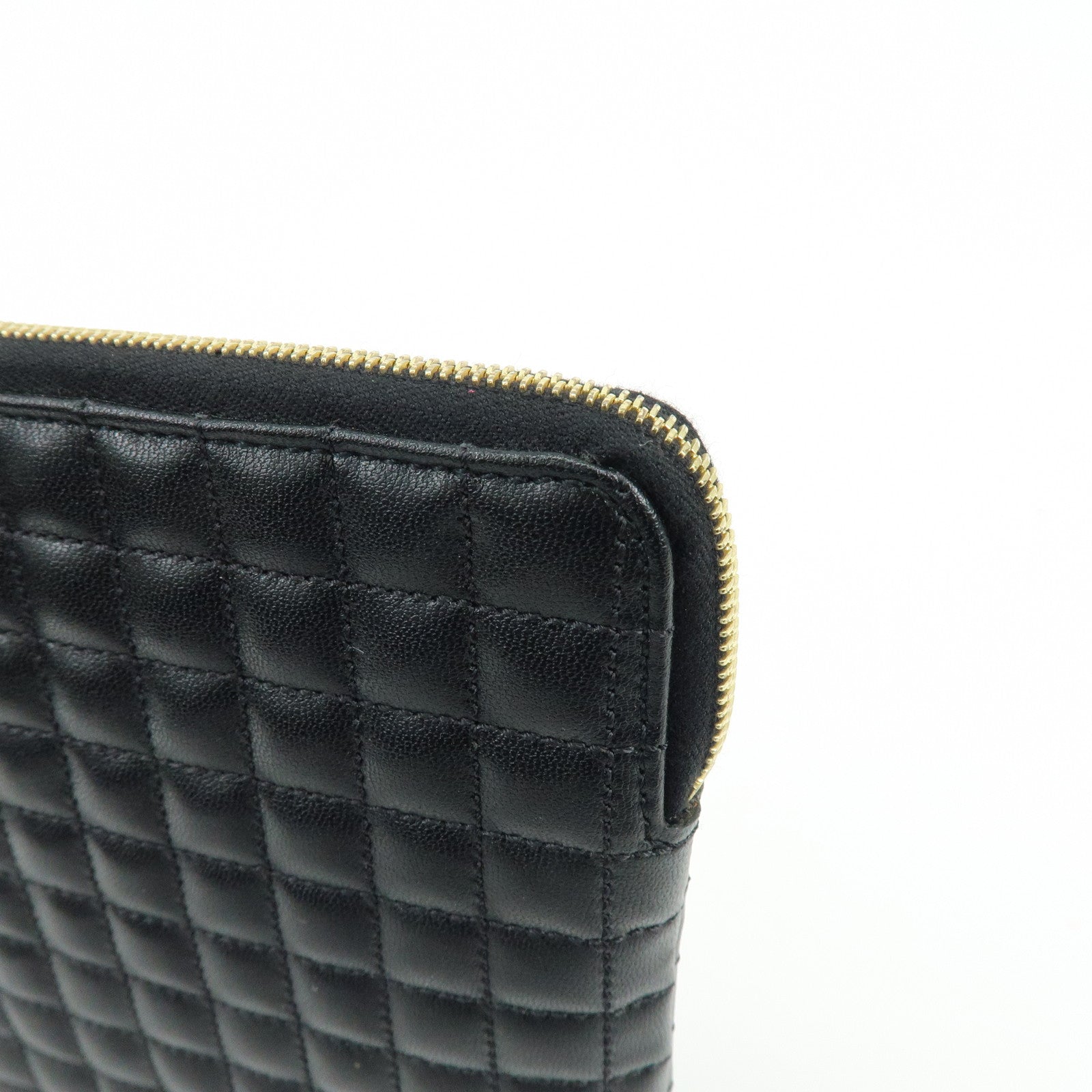 CELINE C Charm Leather Clutch Bag Pouch Black